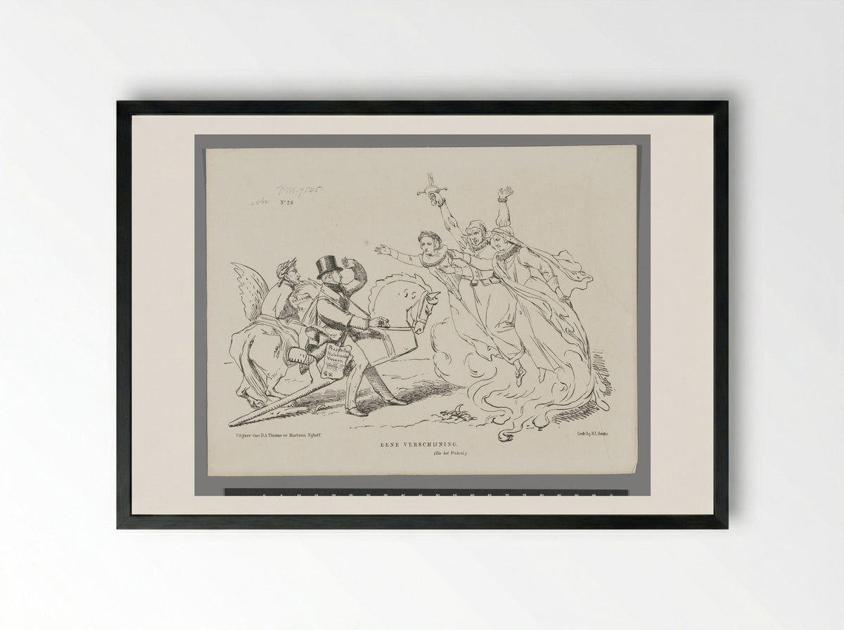 Spotprent op A.C. Kruseman en zijn 'Historische Vrouwen' - Johan Michaël Schmidt Crans - Framed Print Black