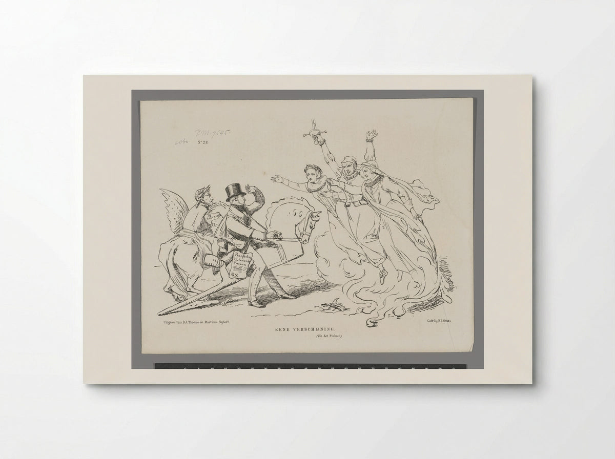 Spotprent op A.C. Kruseman en zijn 'Historische Vrouwen' - Johan Michaël Schmidt Crans - Poster