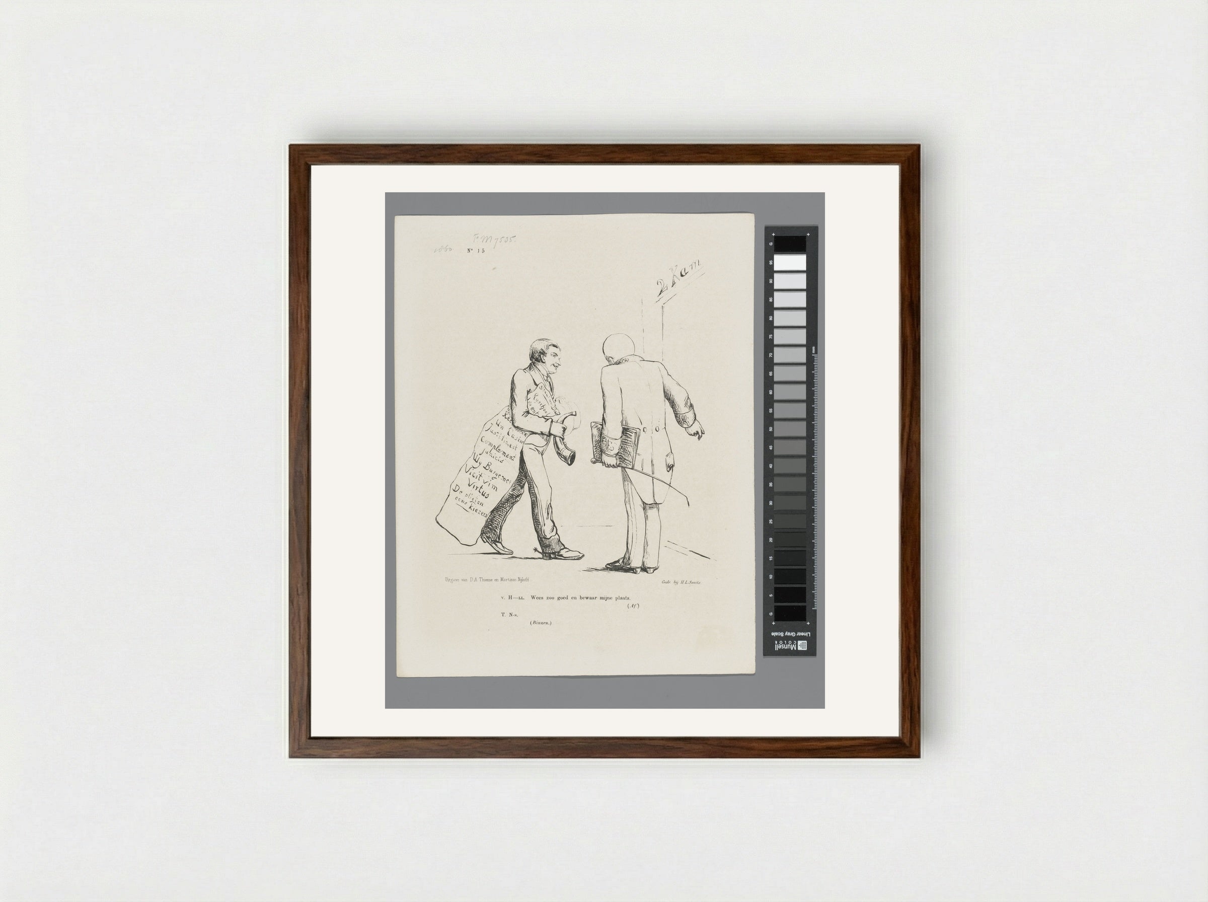 Spotprent op de P.M. Tutein Nolthenius - Johan Michaël Schmidt Crans - Framed Print Dark Wood