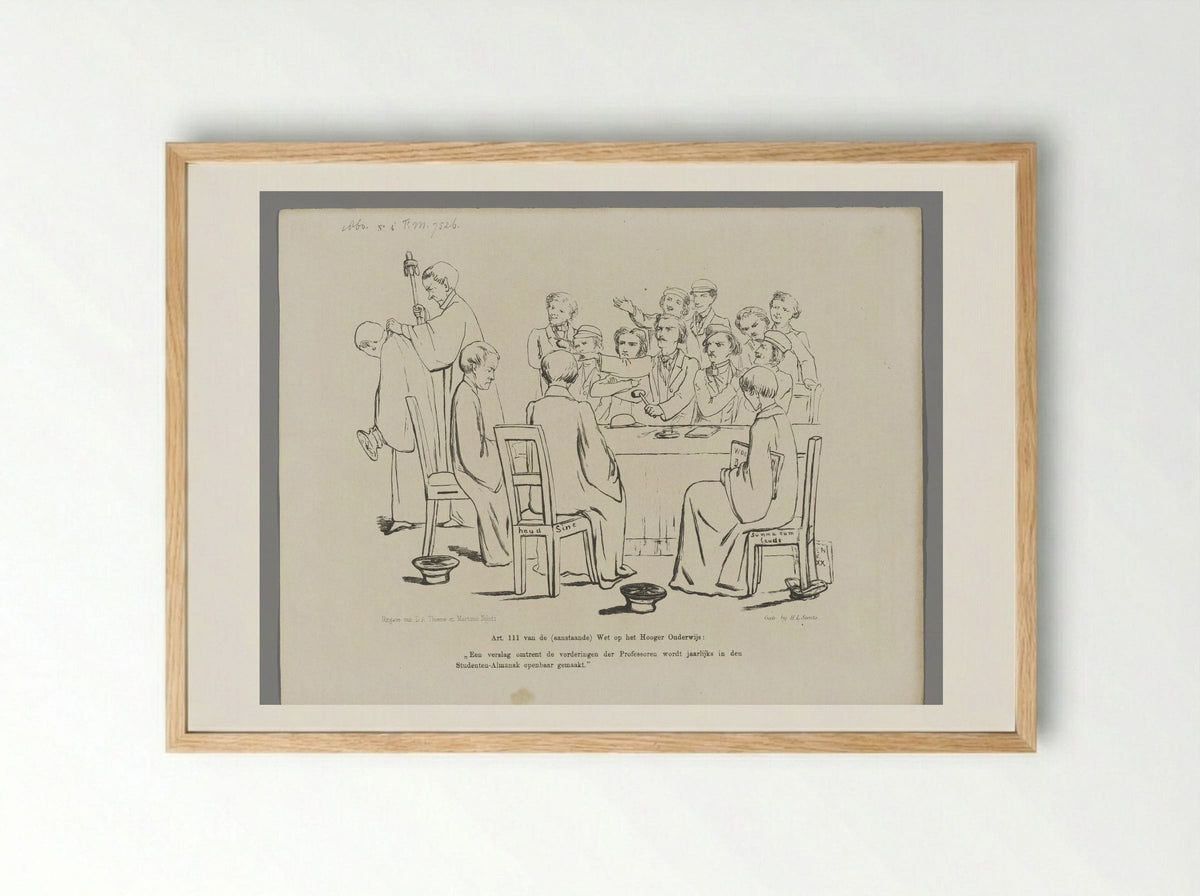 Spotprent op de Wet op het Hoger Onderwijs - Johan Michaël Schmidt Crans - Framed Print Wood