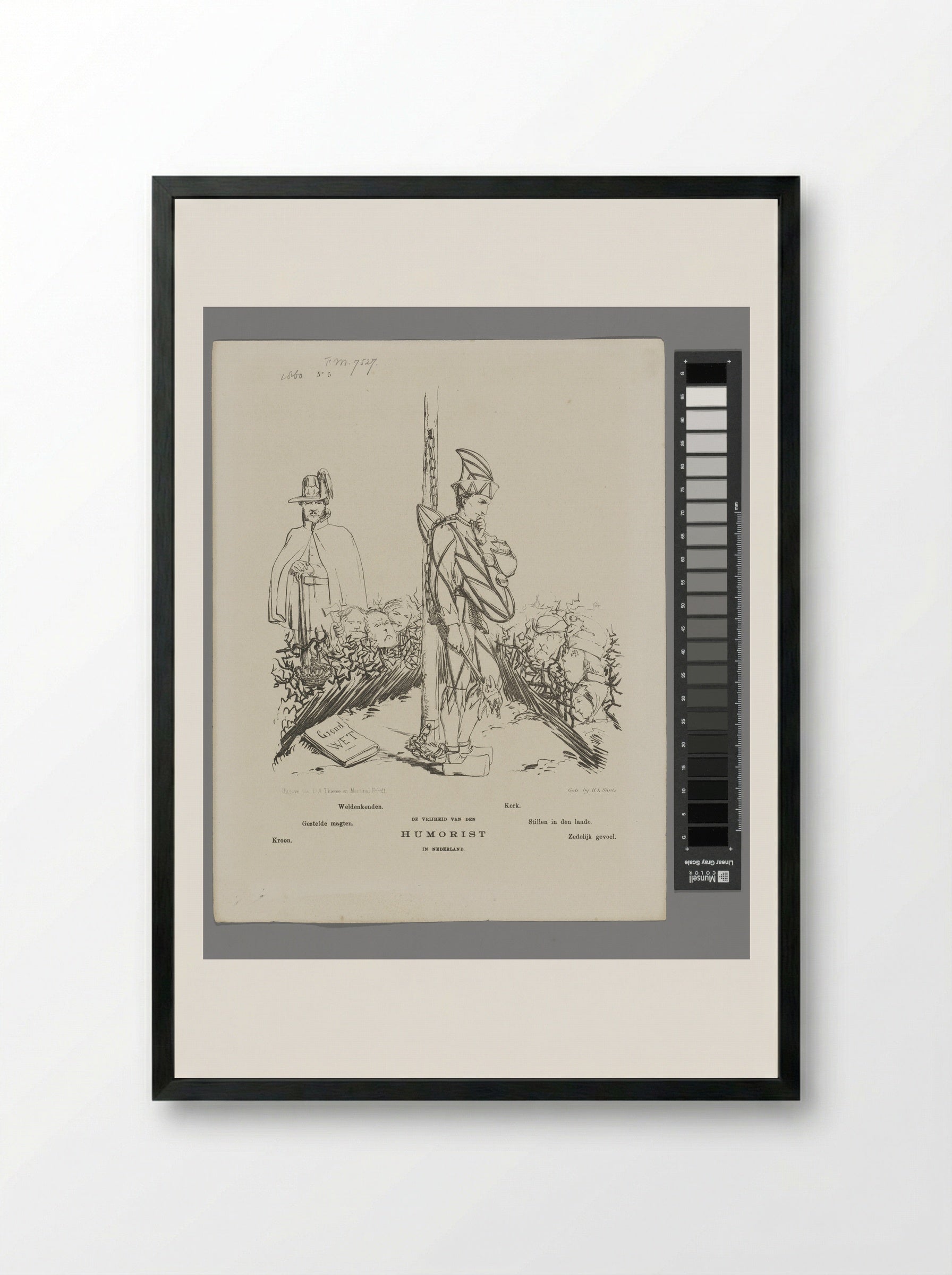 Spotprent op de beperkte vrijheid van meningsuiting voor de humorist - Johan Michaël Schmidt Crans - Framed Print Black