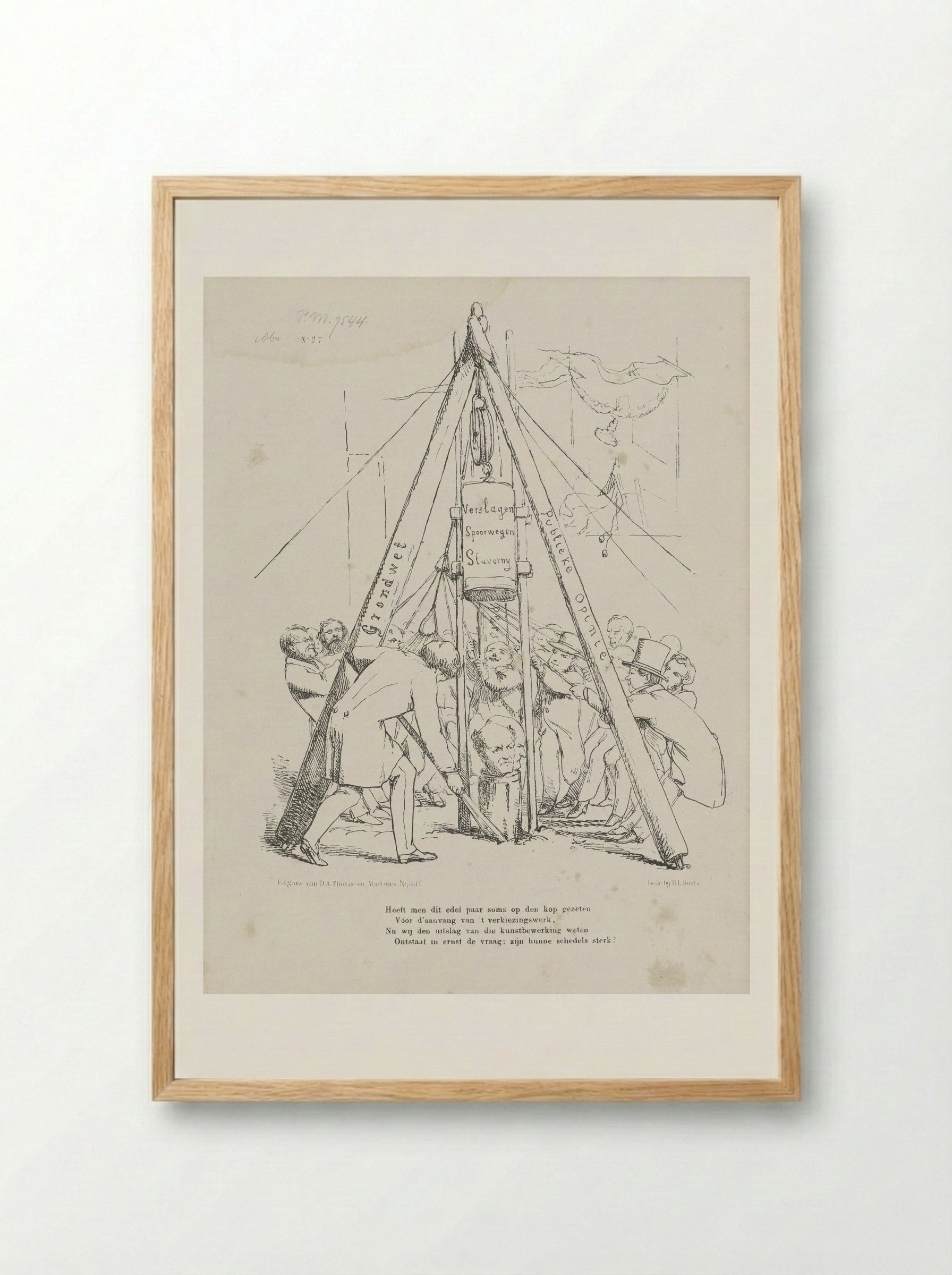 Spotprent op de ministers Rochussen en Van Hall - Johan Michaël Schmidt Crans - Framed Print Wood
