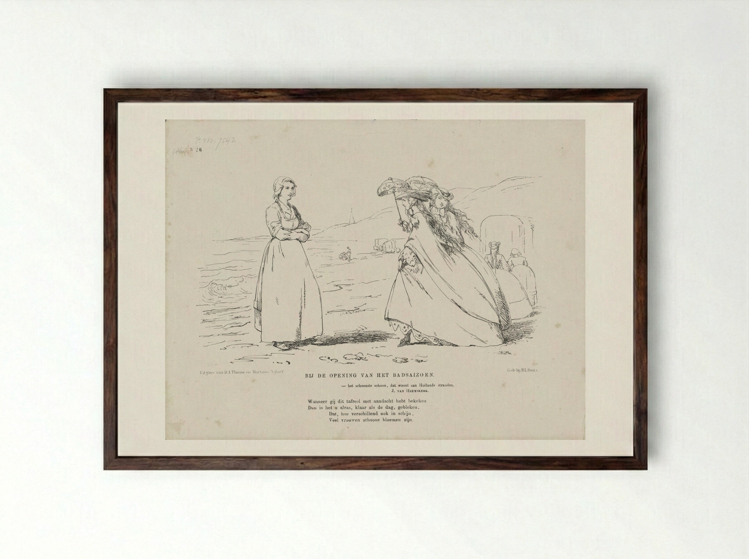 Spotprent op de nieuwe modes - Johan Michaël Schmidt Crans - Framed Print Dark Wood