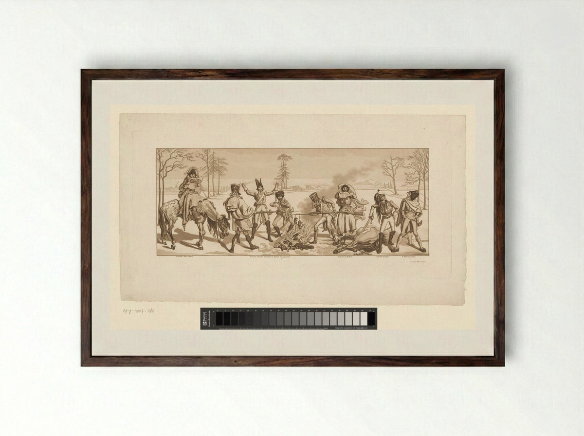 Spotprent op de terugtocht van Napoleon uit Rusland - Johann Gottfried Schadow - Framed Print Dark Wood