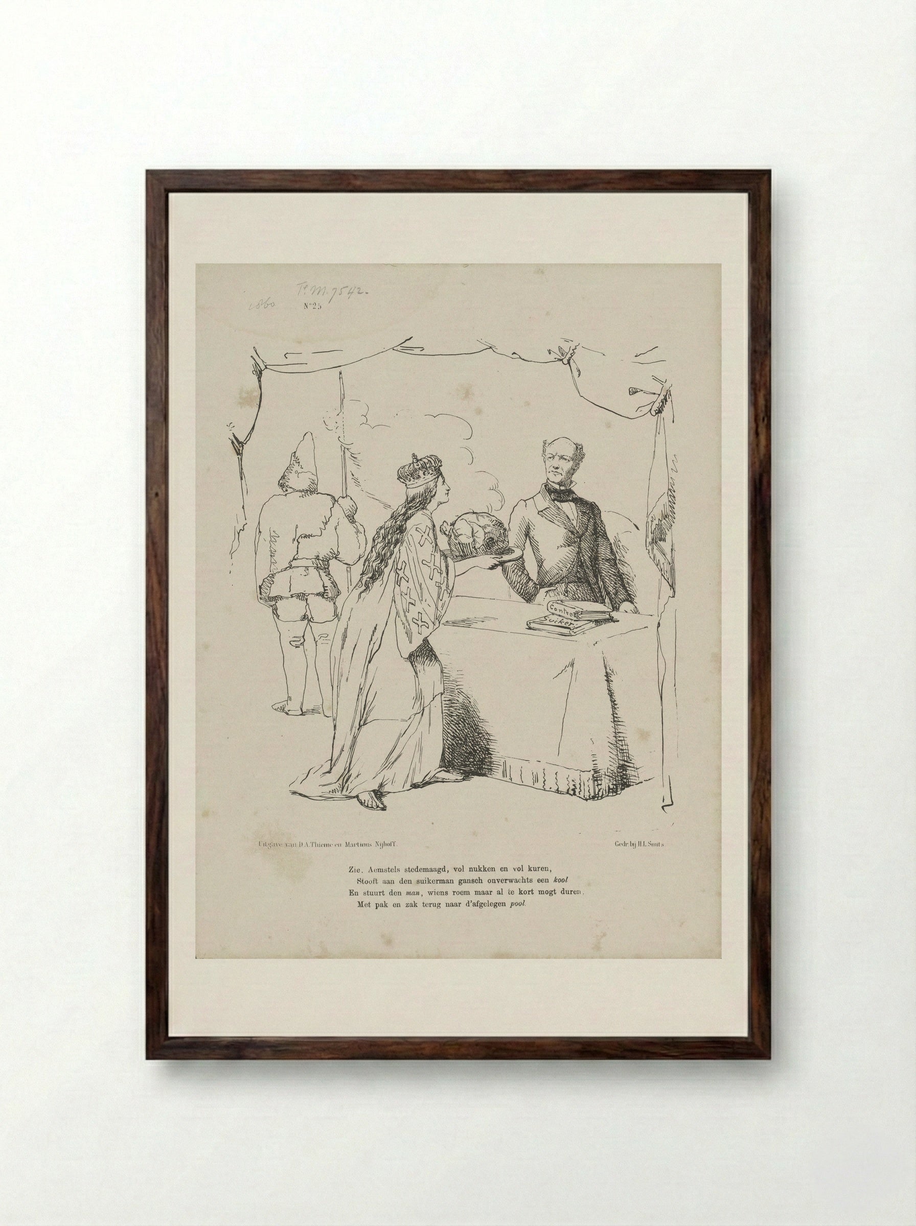 Spotprent op de verkiezing van S. Cool - Johan Michaël Schmidt Crans - Framed Print Dark Wood
