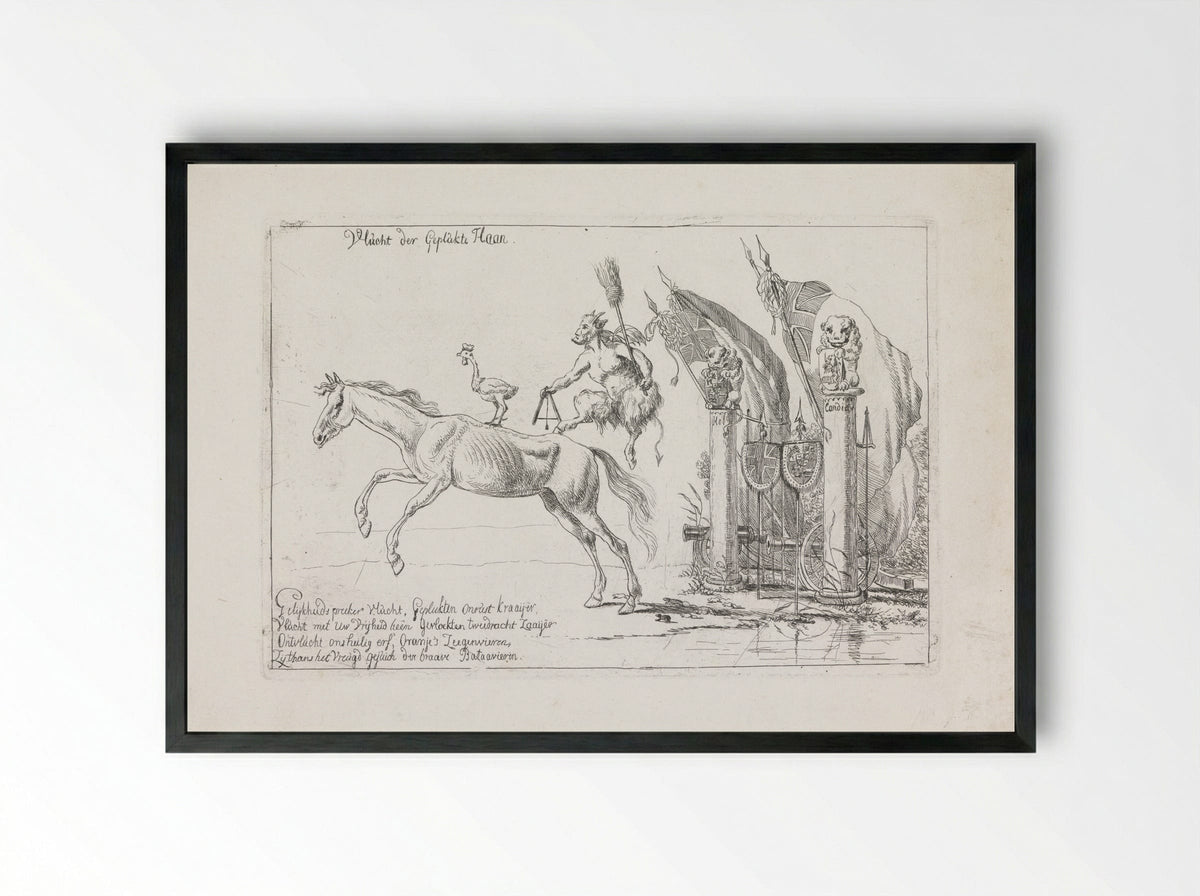 Spotprent op den val van het Franse bewind - Pieter Gerardus van Os - Framed Print Black