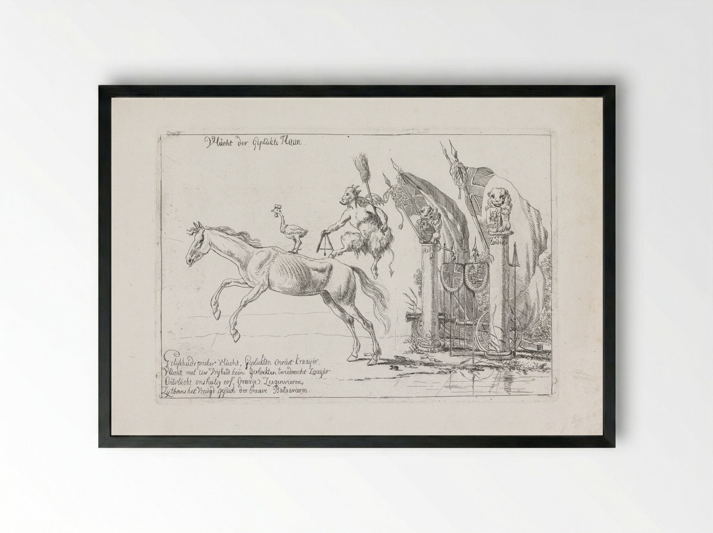 Spotprent op den val van het Franse bewind - Pieter Gerardus van Os - Framed Print Black