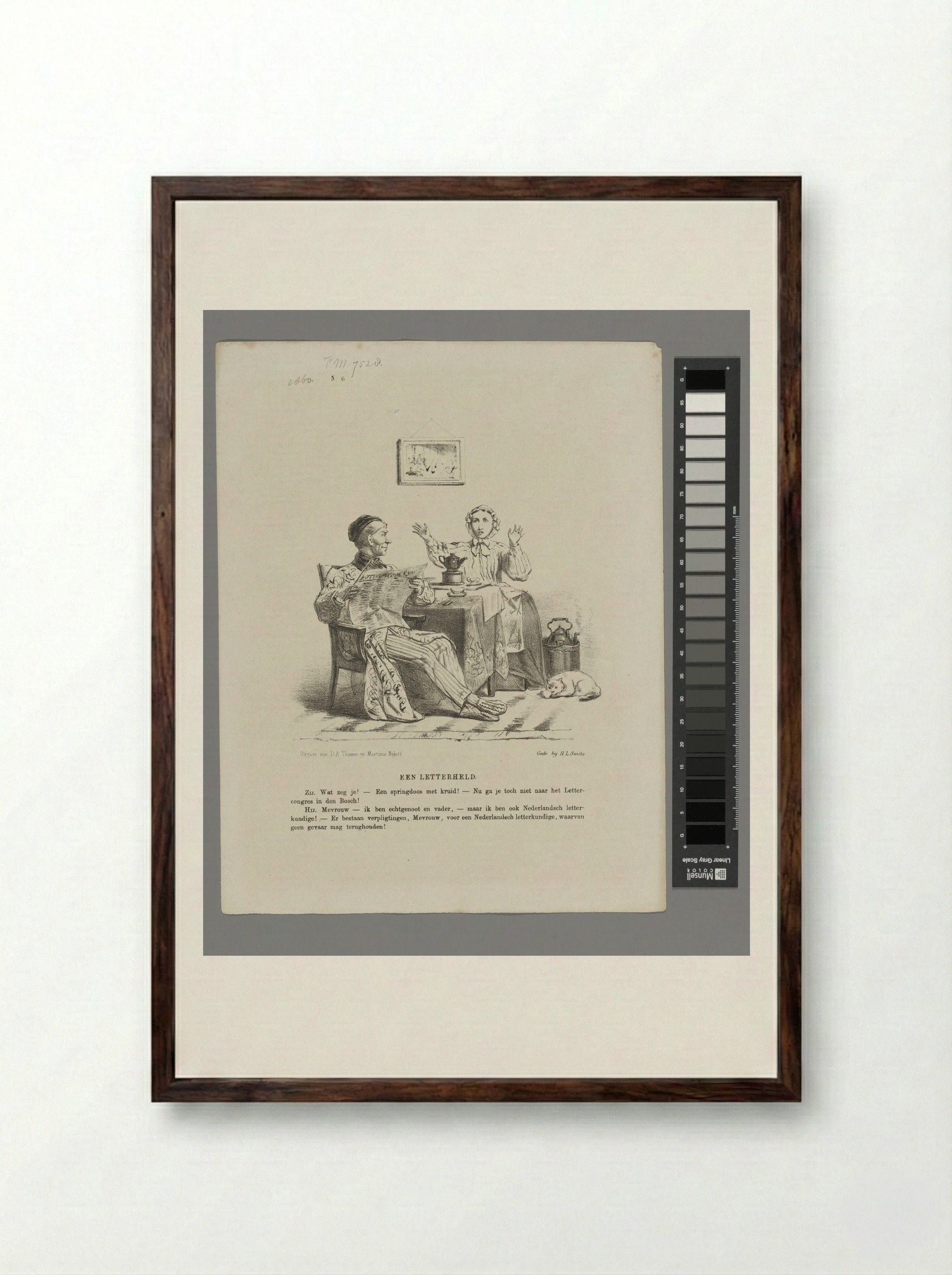 Spotprent op het Letterkundig Congres in Den Bosch - Johan Michaël Schmidt Crans - Framed Print Dark Wood