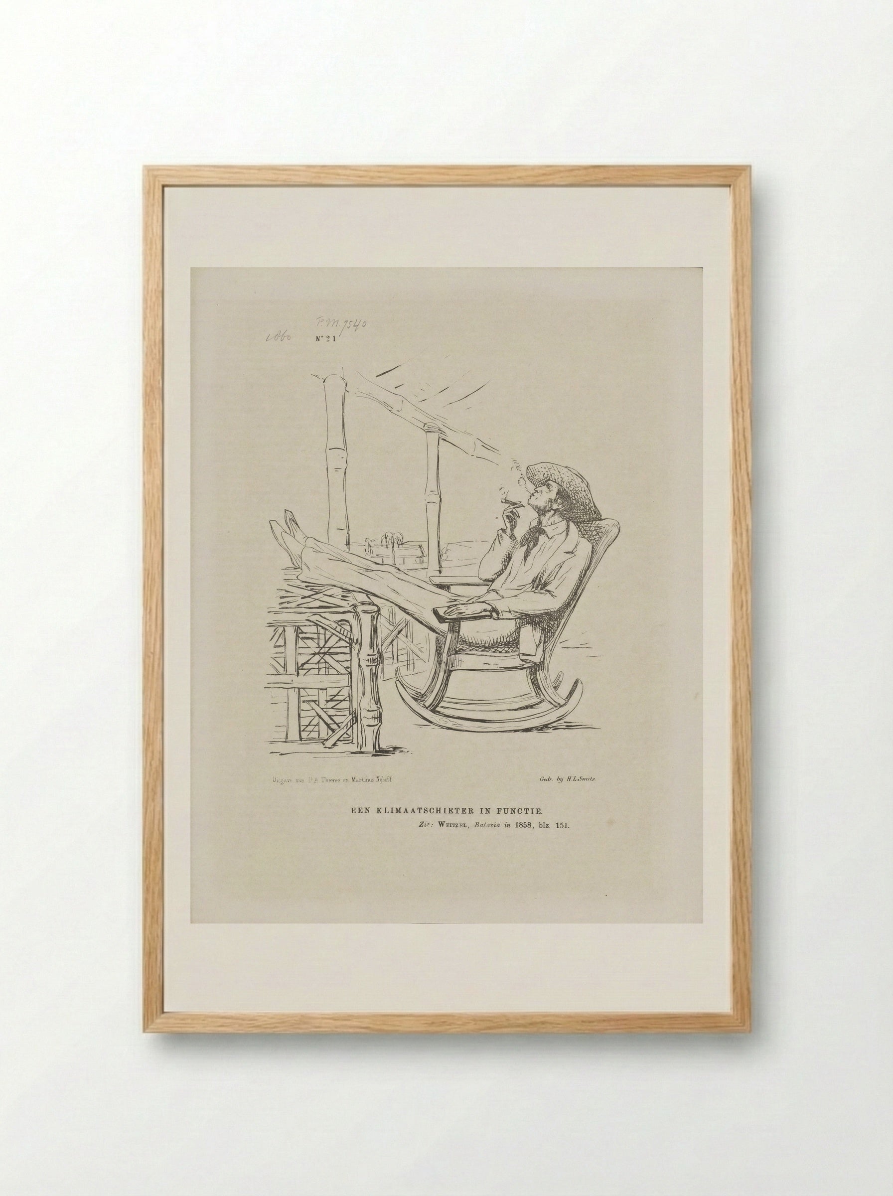 Spotprent op kolonel Weitzel in Batavia - Johan Michaël Schmidt Crans - Framed Print Wood
