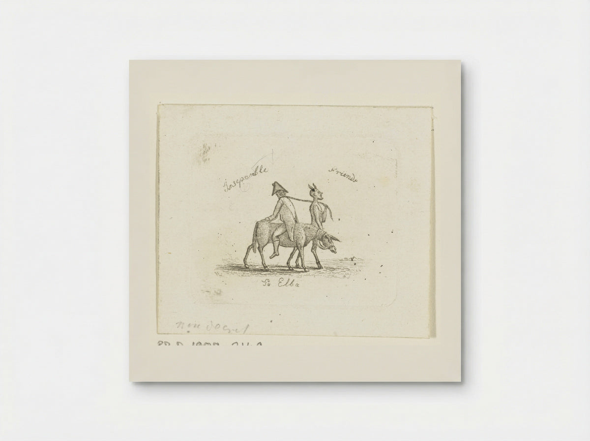 Spotprent over Napoleons verbanning naar Elba - Ernst Willem Jan Bagelaar - Poster