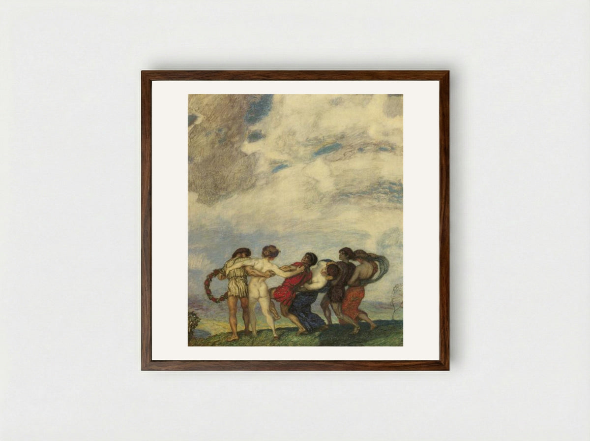 Spring Dance - Franz von Stuck - Framed Print Dark Wood