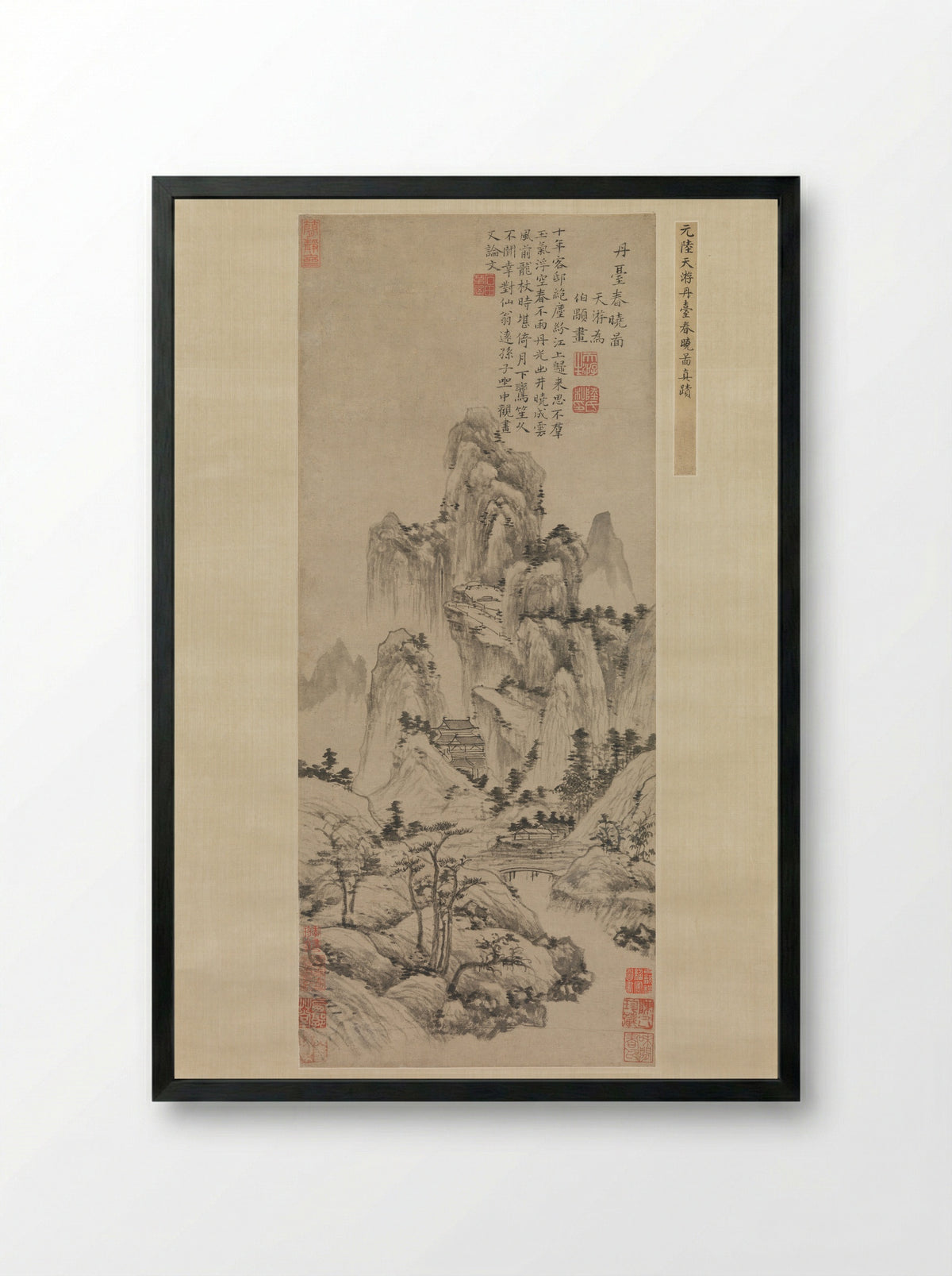 Spring Dawn over the Elixir Terrace - Lu Guang - Framed Print Black