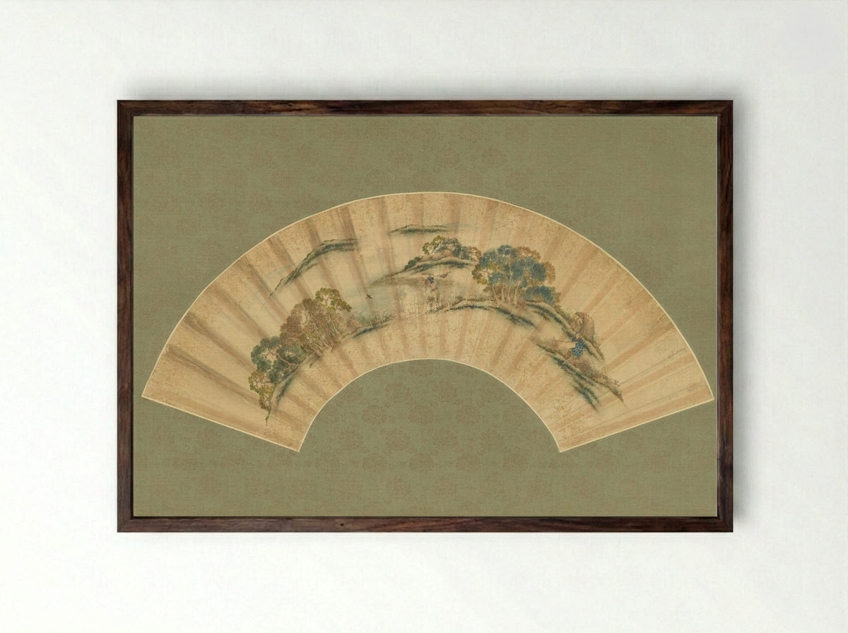 Spring Farming Scene - Katsushika Isai - Framed Print Dark Wood