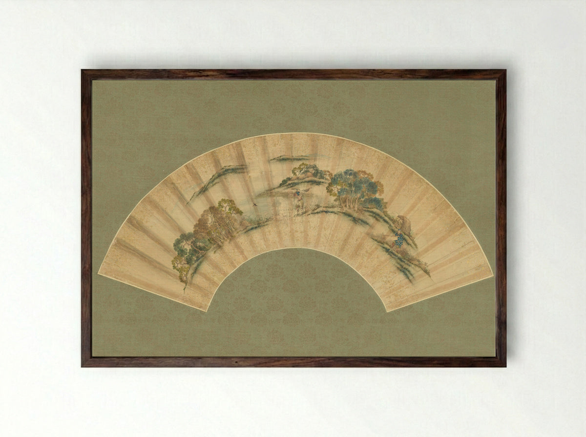 Spring Farming Scene - Katsushika Isai - Framed Print Dark Wood