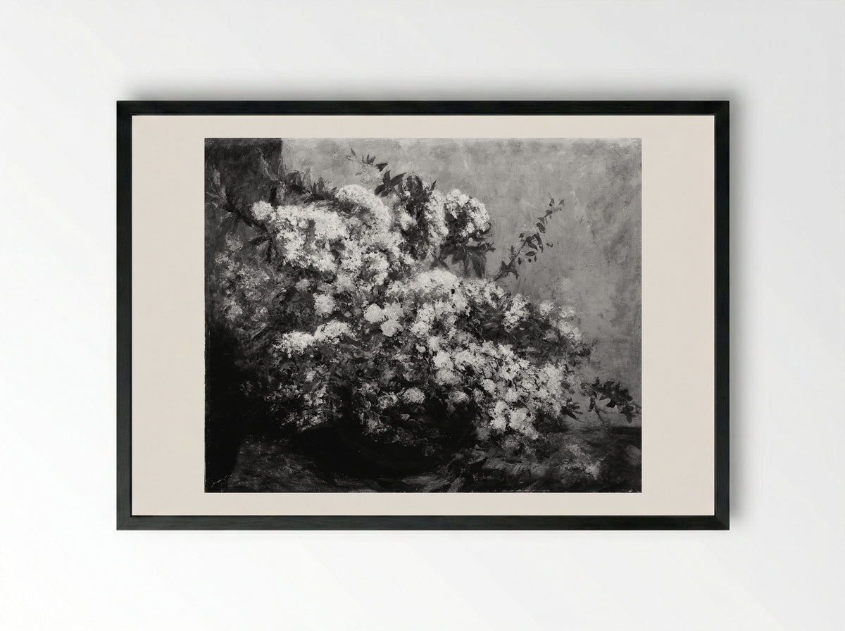 Spring Flowers - Gustave Courbet - Framed Print Black