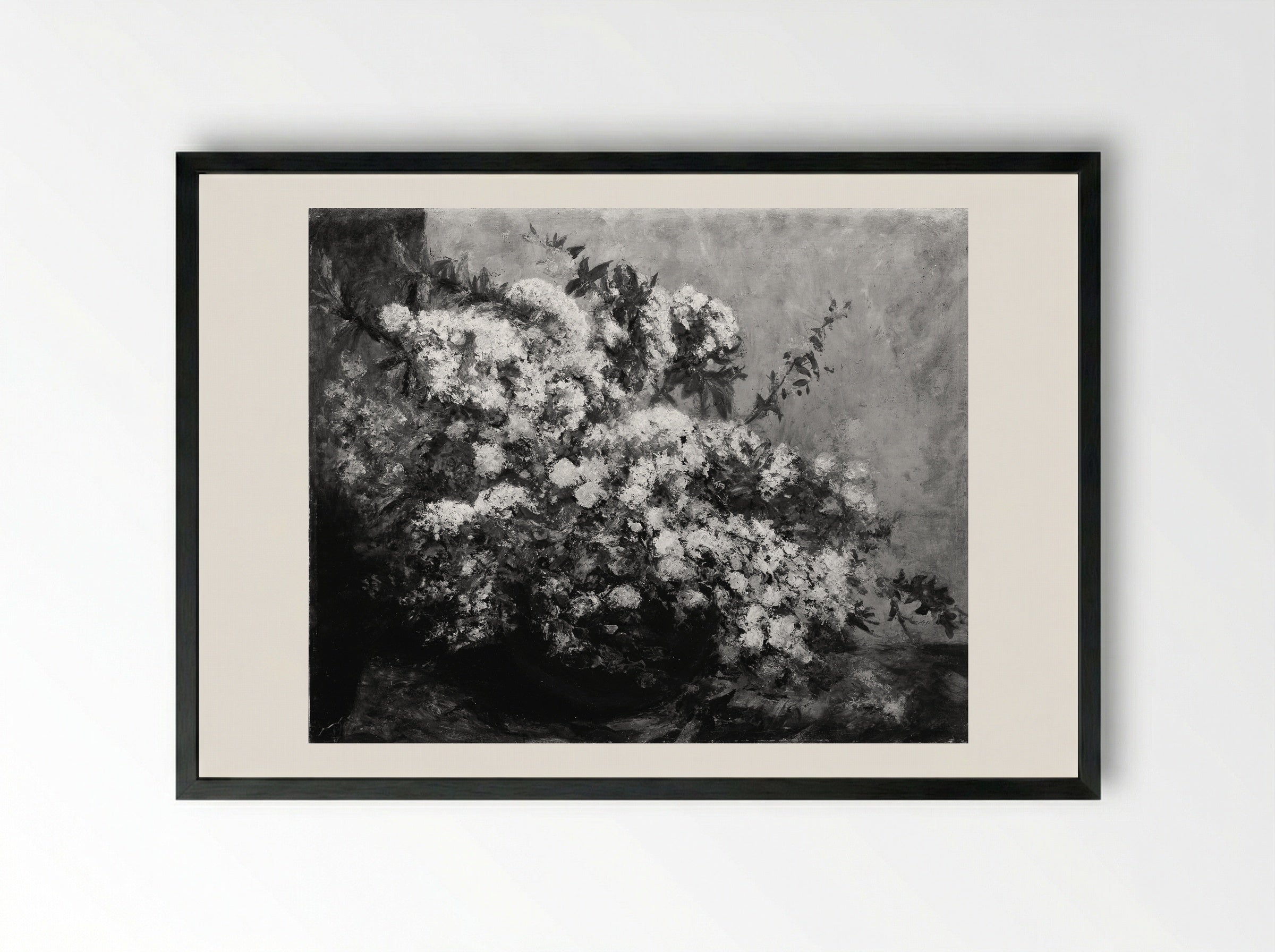 Spring Flowers - Gustave Courbet - Framed Print Black