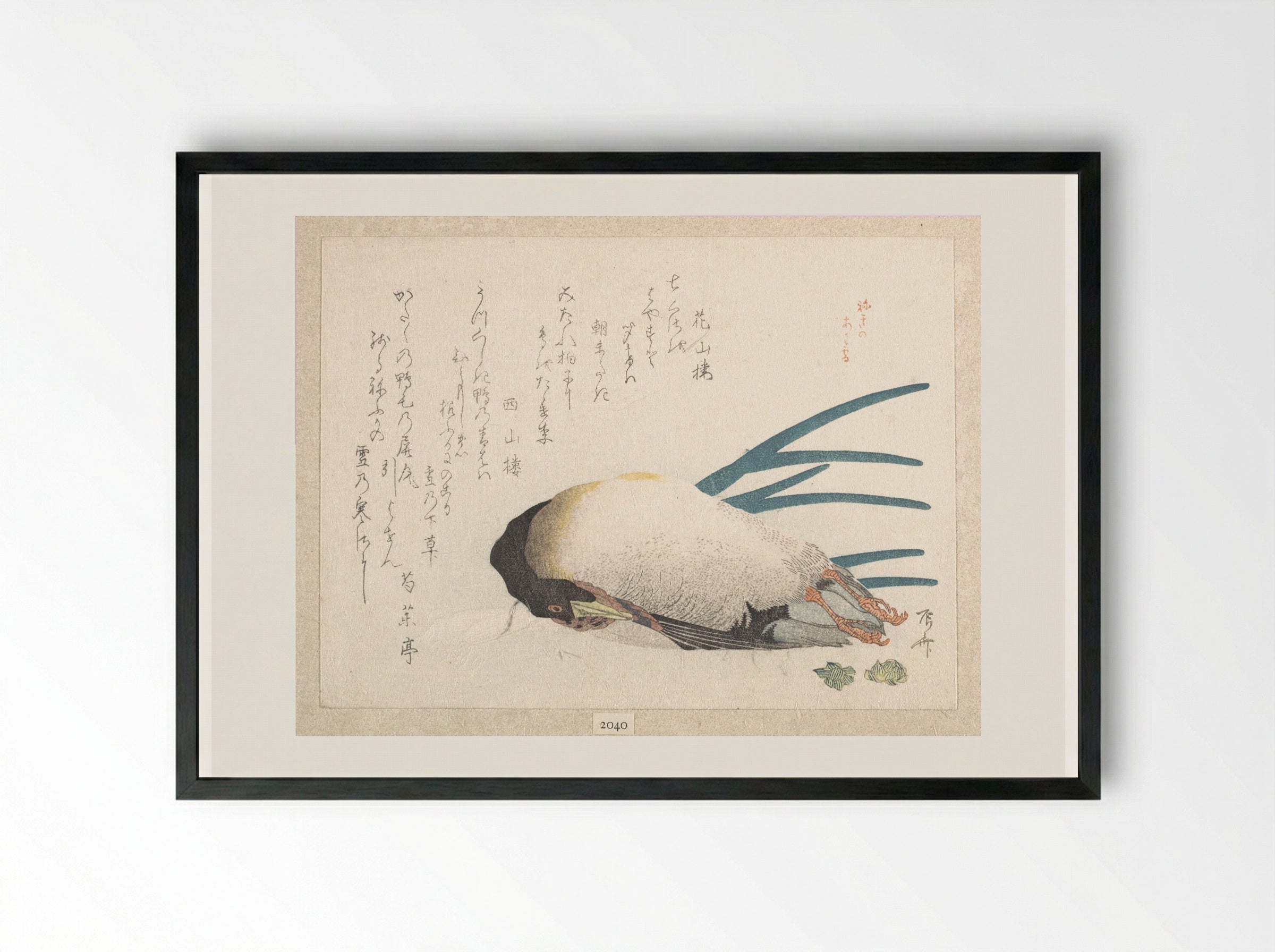 Spring Rain Collection: Duck and Scallions - Ryūryūkyo Shinsai - Framed Print Black