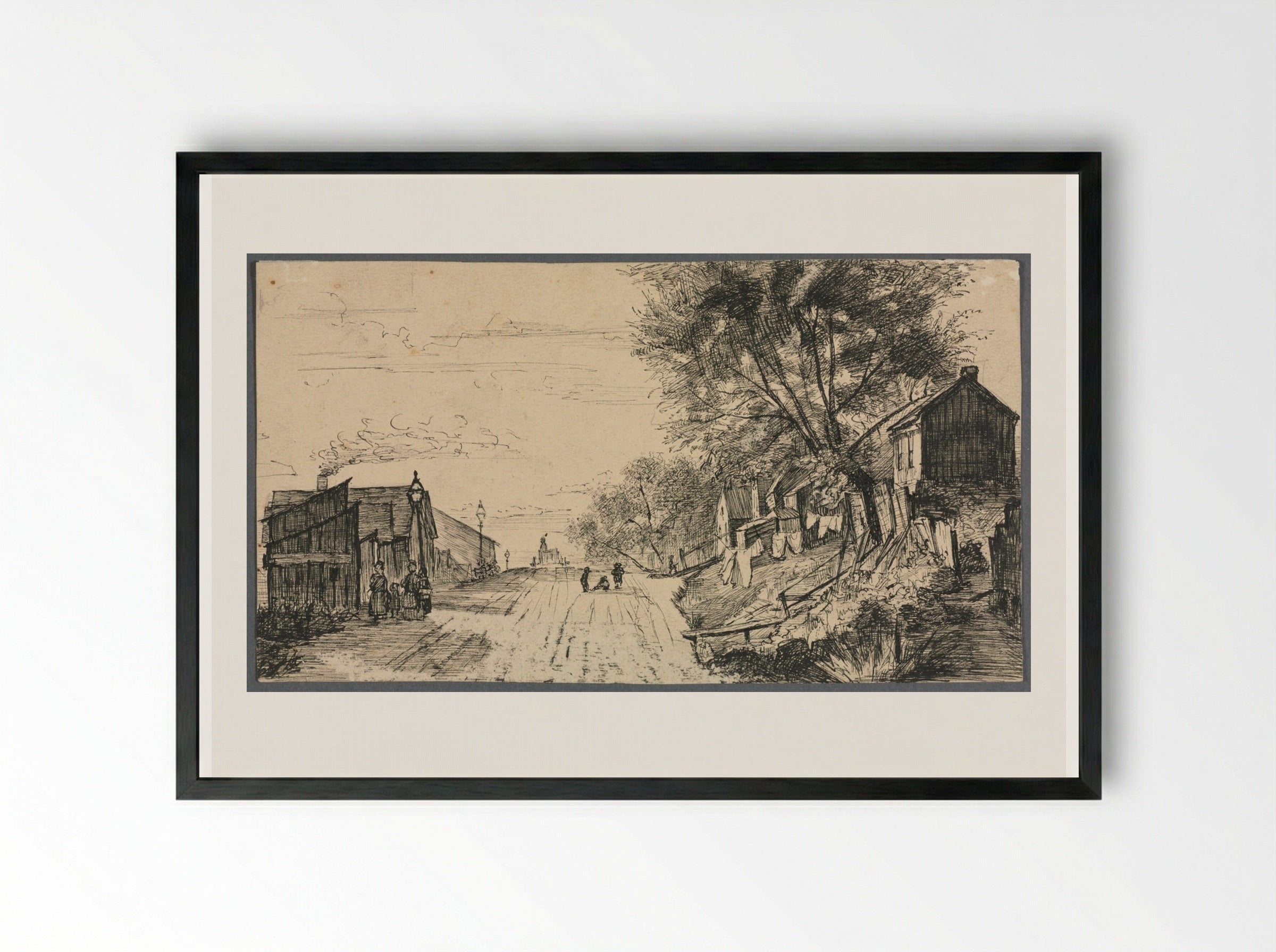 Spring Street, Cleveland - Otto H. Bacher - Framed Print Black