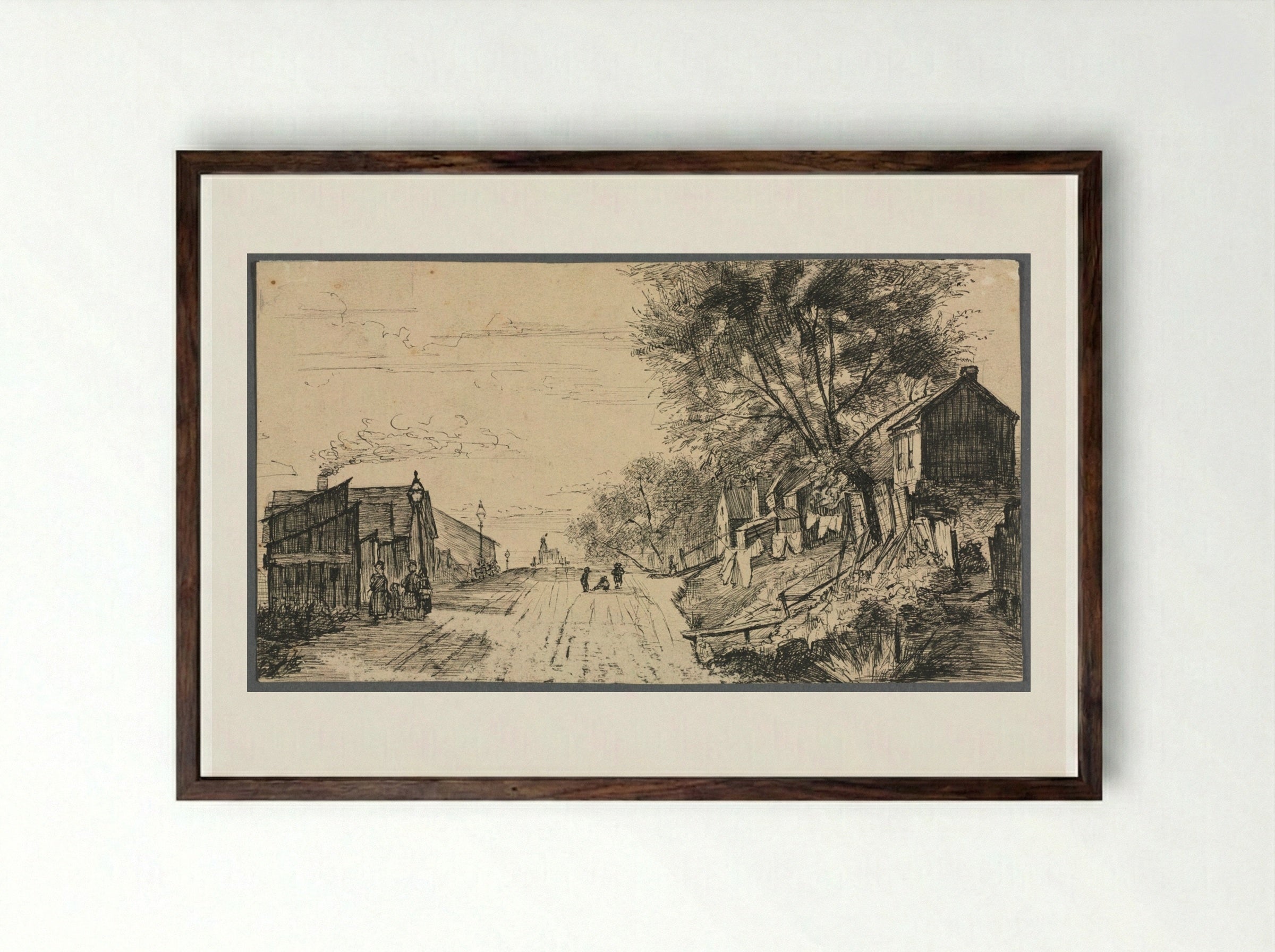 Spring Street, Cleveland - Otto H. Bacher - Framed Print Dark Wood