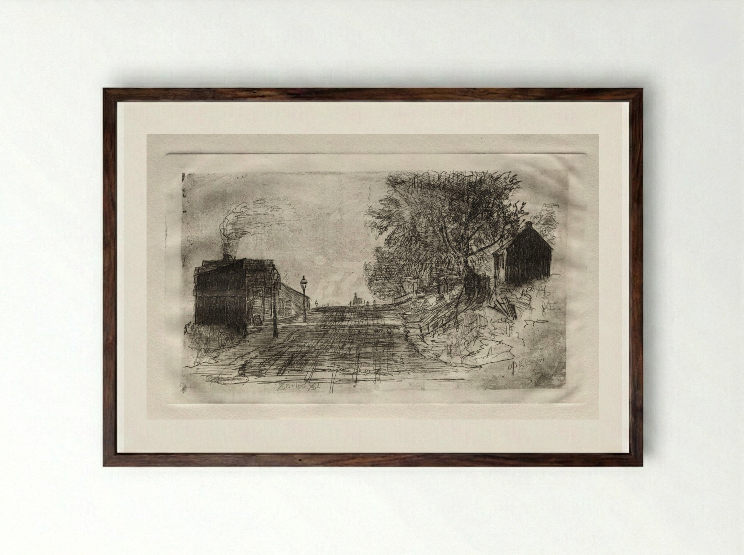 Spring Street, September 1878 - Otto H. Bacher - Framed Print Dark Wood