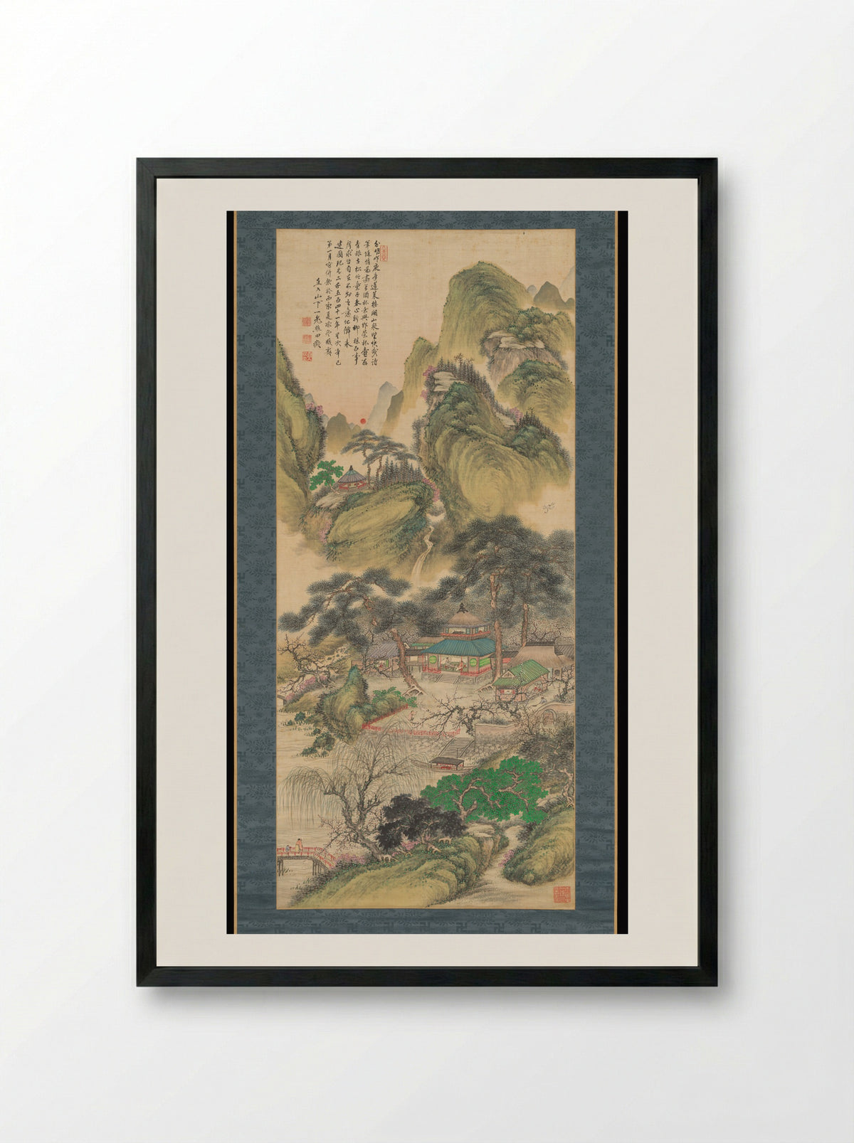 Spring Sunrise at Mount Penglai - Tanomura Chokunyū - Framed Print Black