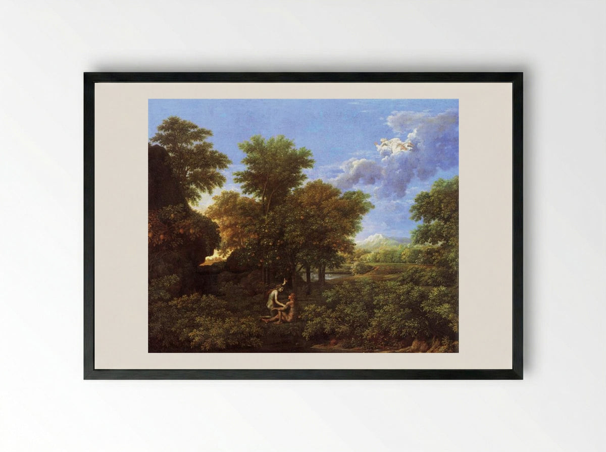 Spring (The Earthly Paradise) - Nicolas Poussin - Framed Print Black