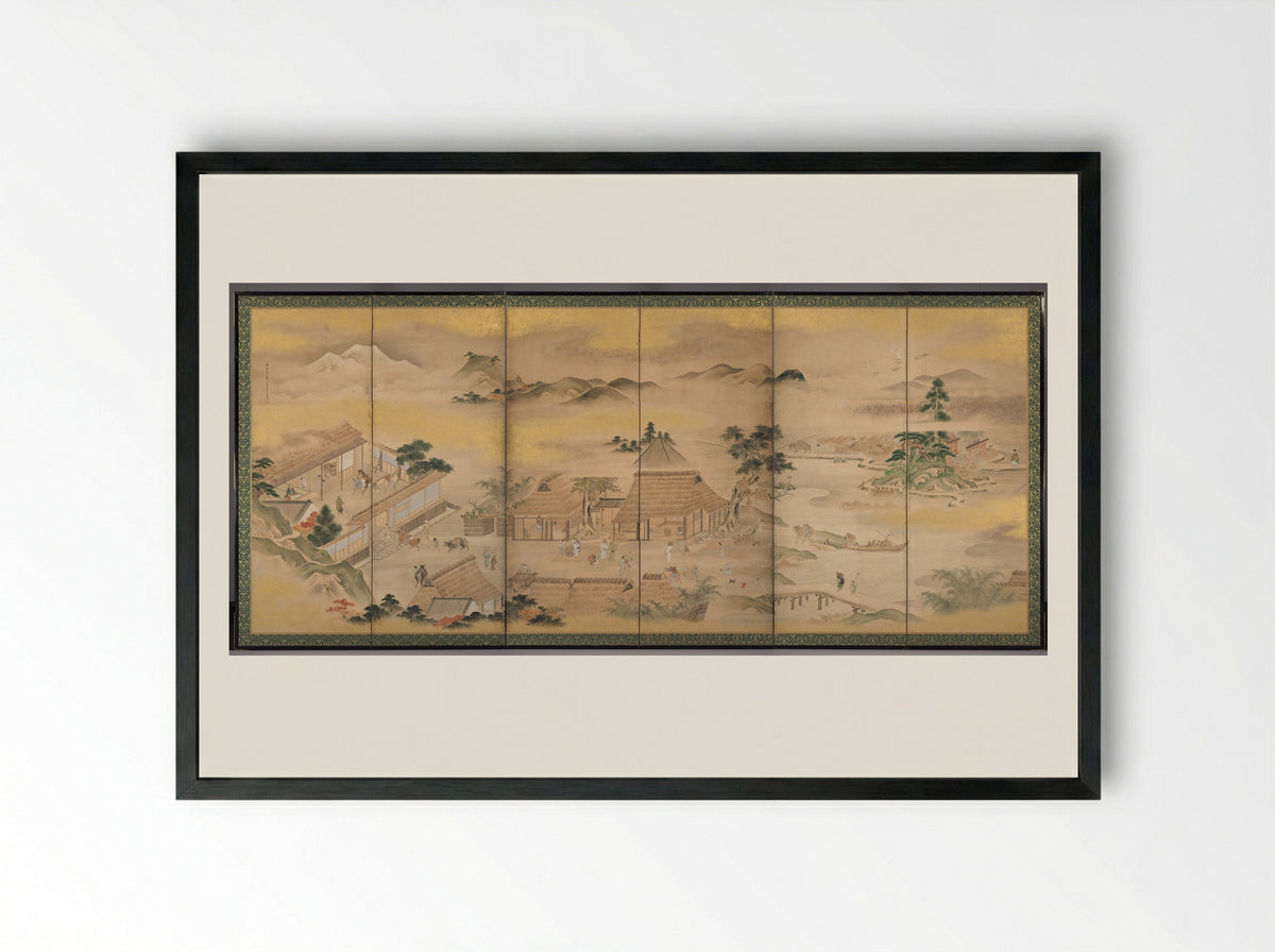 Spring and Autumn Farming (Autumn) - Kō Sūkoku - Framed Print Black