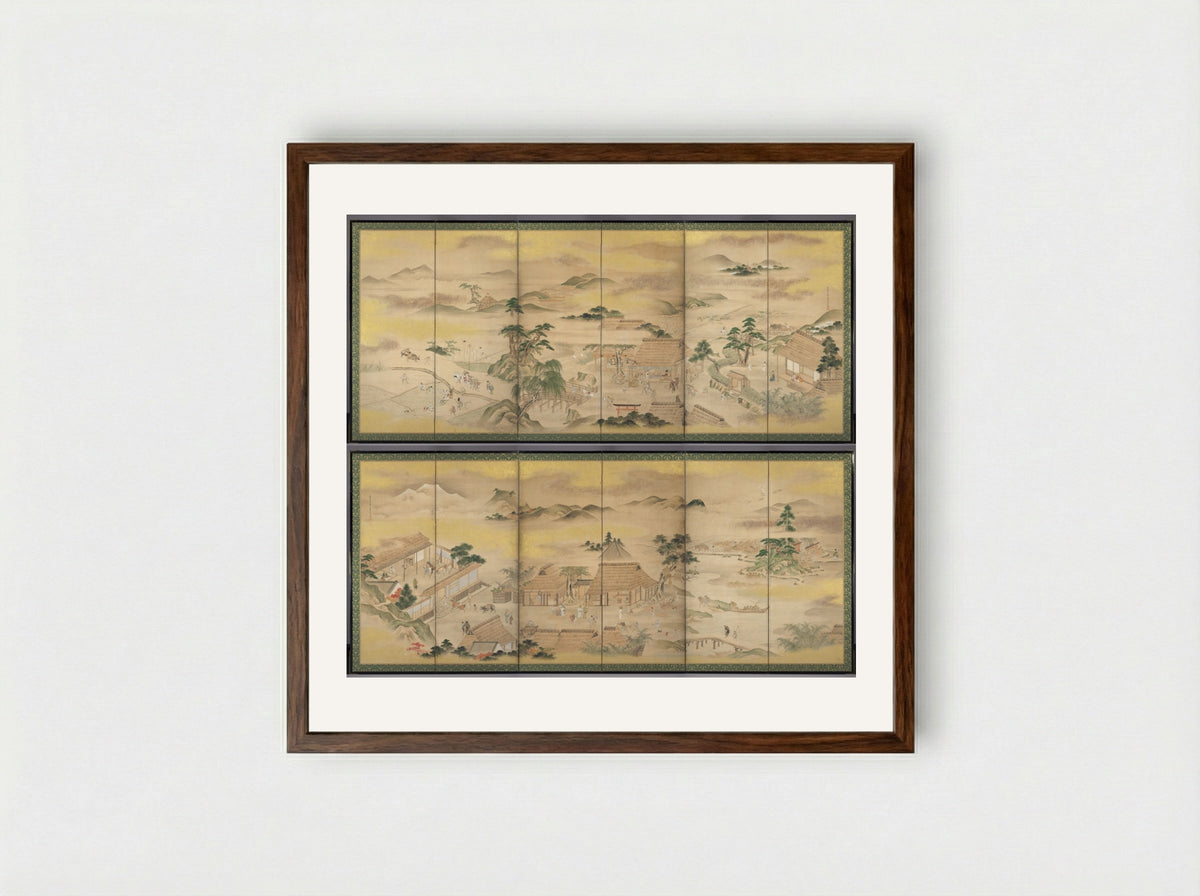 Spring and Autumn Farming - Kō Sūkoku - Framed Print Dark Wood