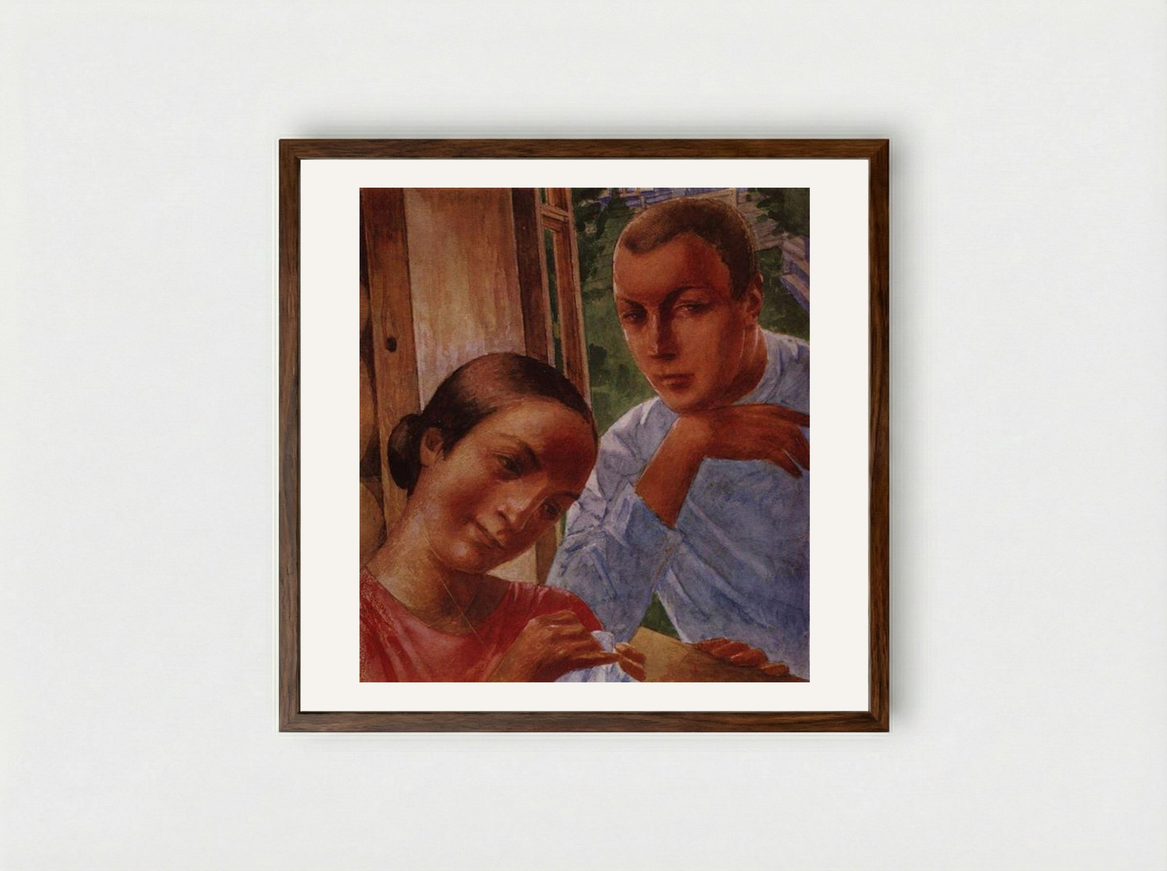 Spring in the Country - Kuzma Petrov-Vodkin - Framed Print Dark Wood