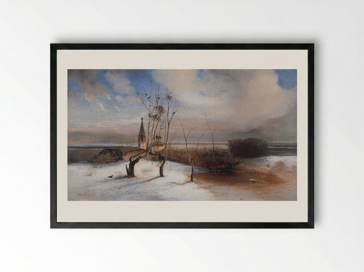 Spring. The Rooks Have Arrived. - Aleksey Savrasov - Framed Print Black