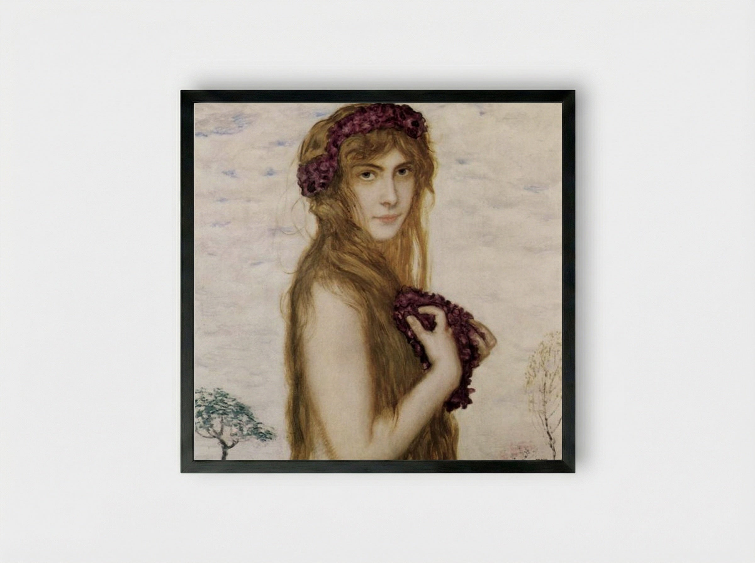 Spring - Franz von Stuck - Framed Print Black