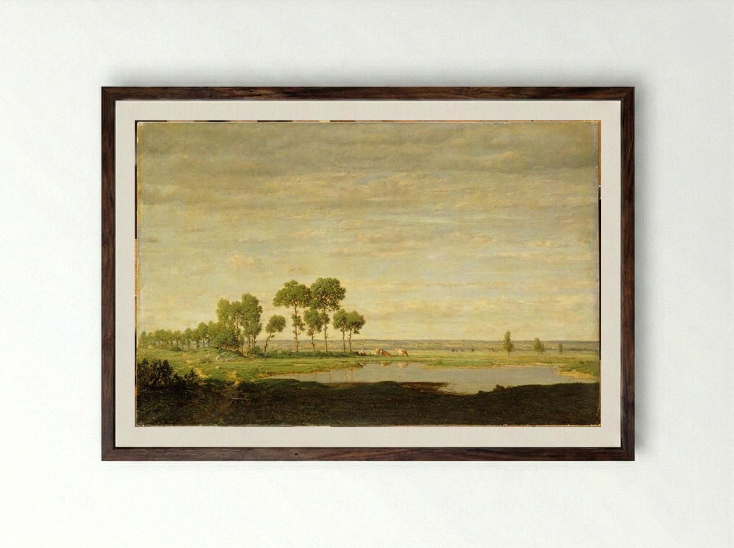 Spring - Théodore Rousseau - Framed Print Dark Wood