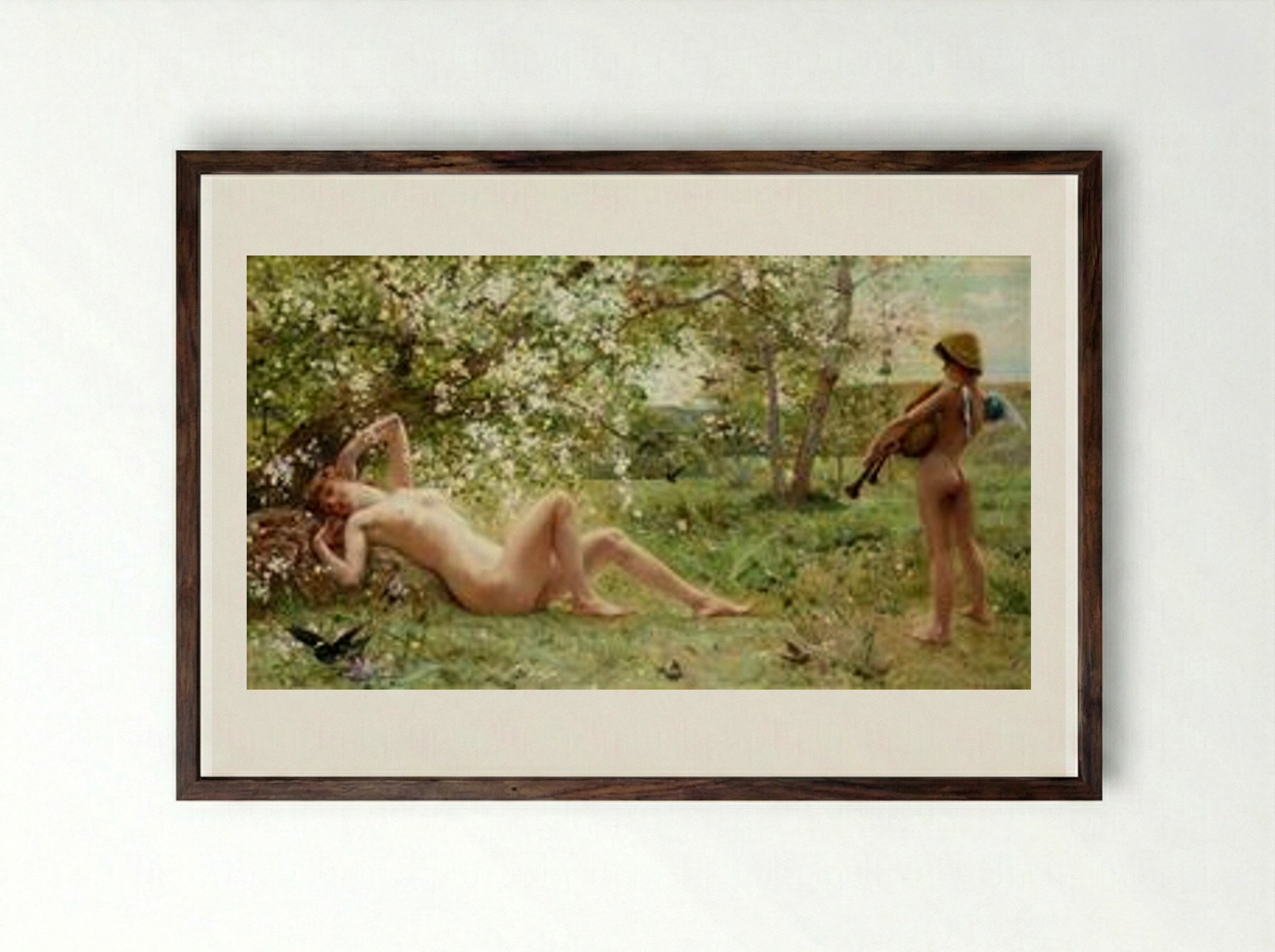 Springtime Awakening - Luc-Olivier Merson - Framed Print Dark Wood