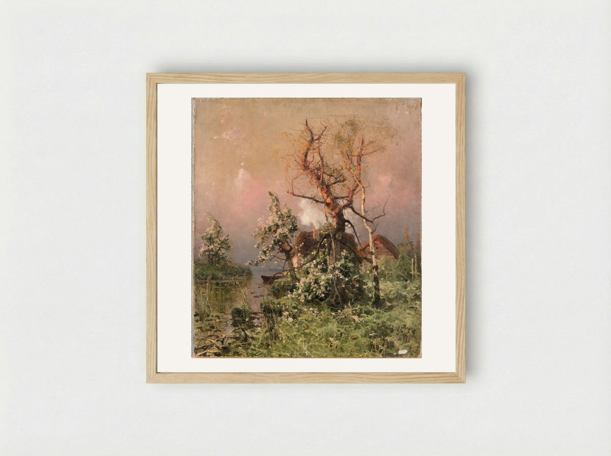 Springtime at the Riverbank - Julius Sergius von Klever - Framed Print Wood