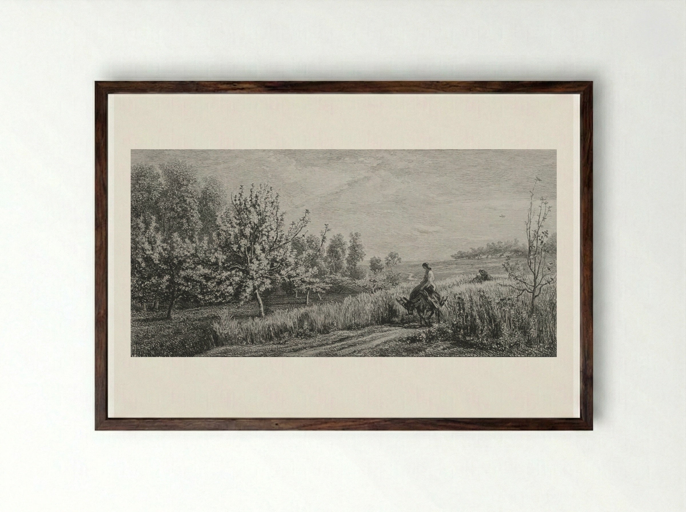 Springtime - Charles-François Daubigny - Framed Print Dark Wood
