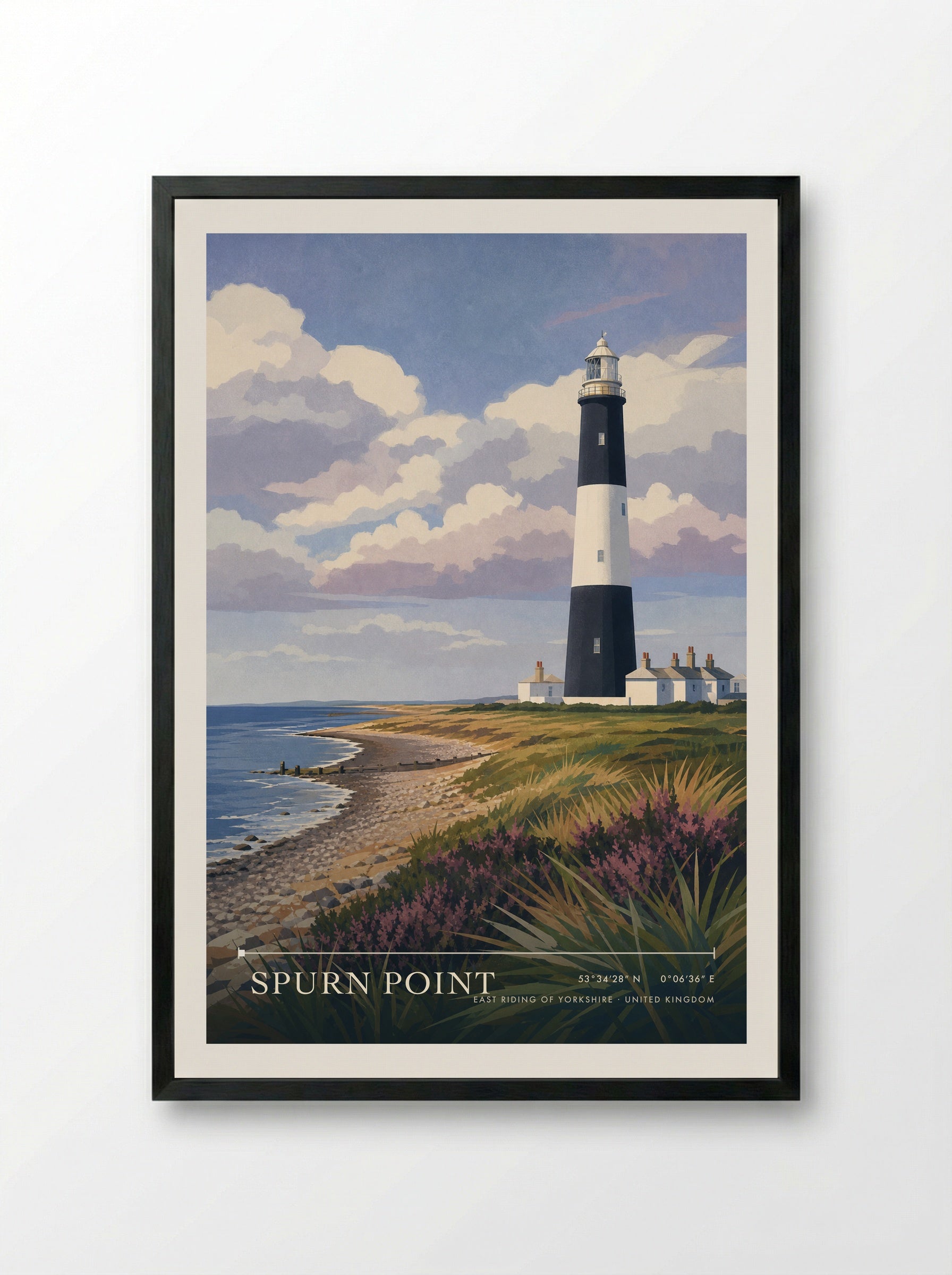 Spurn Point East Riding of Yorkshire United Kingdom Travel Poster - Framed Print Black
