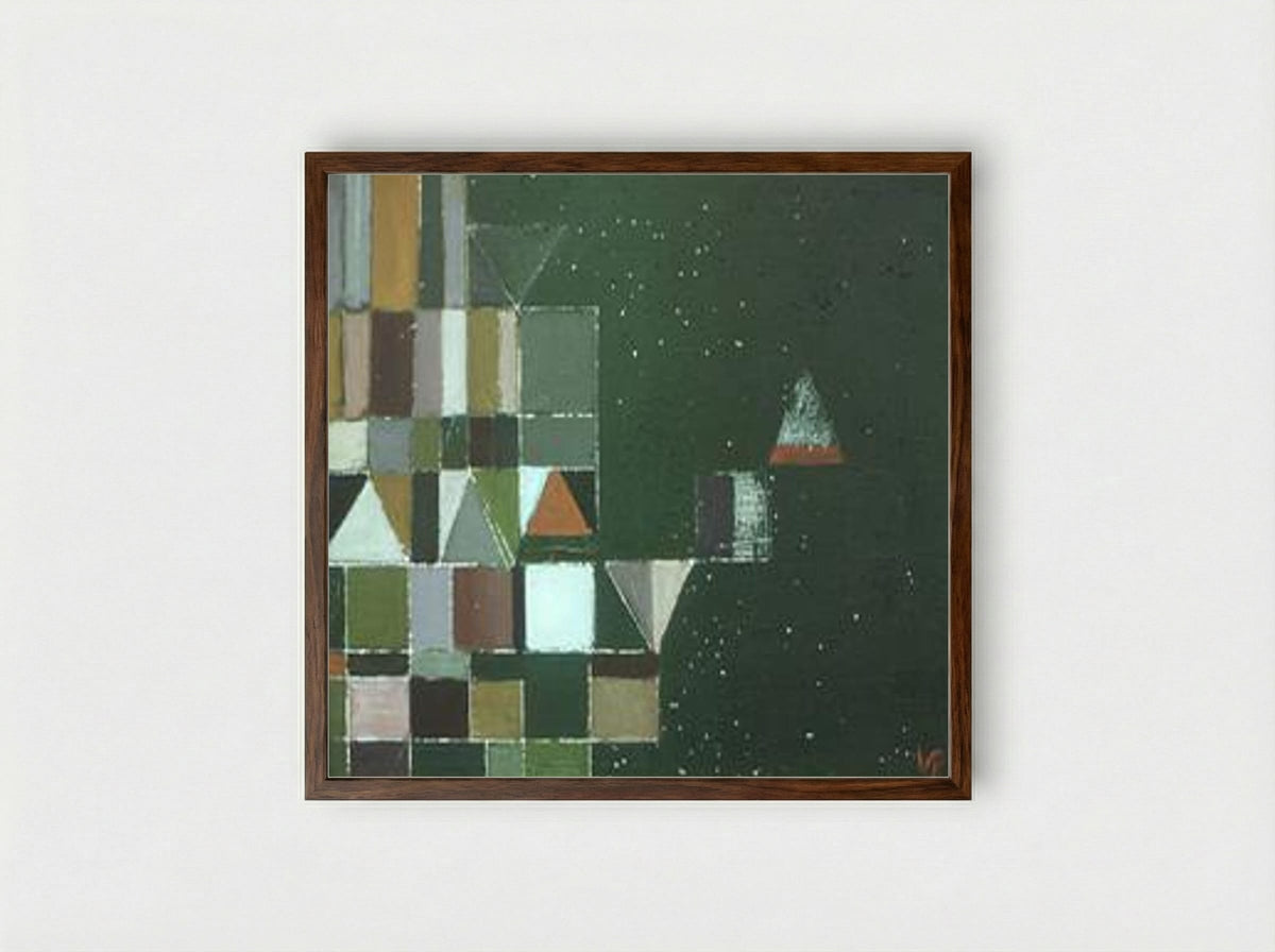 Square Motif Green & Lilac - Victor Pasmore - Framed Print Dark Wood