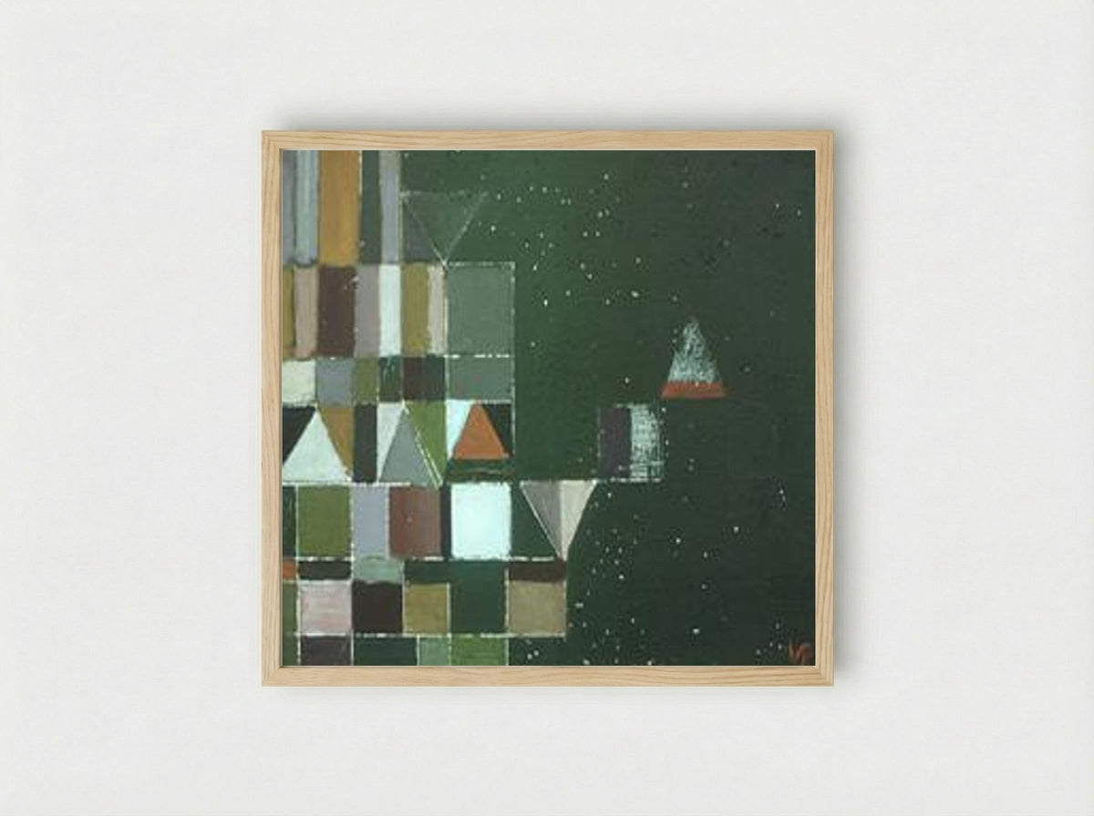 Square Motif Green & Lilac - Victor Pasmore - Framed Print Wood