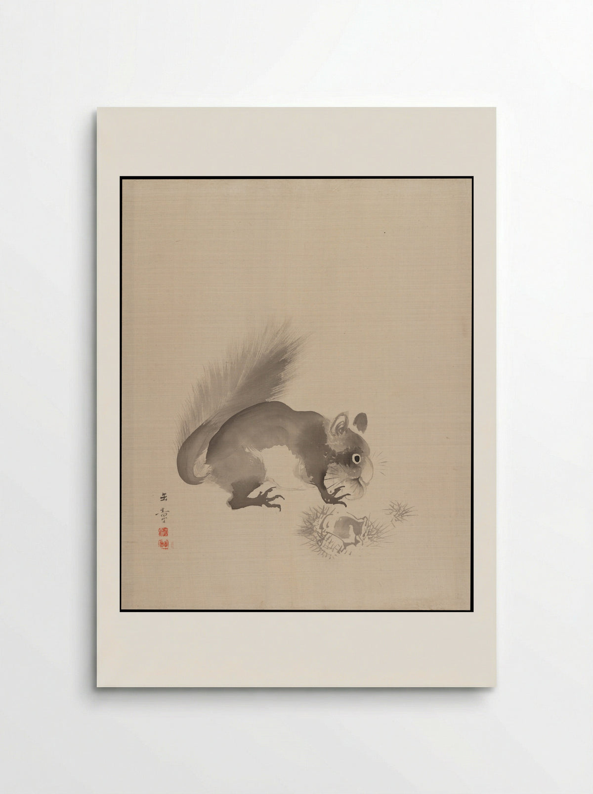 Squirrel Eating Chestnuts - Kawabata Gyokushō - Poster