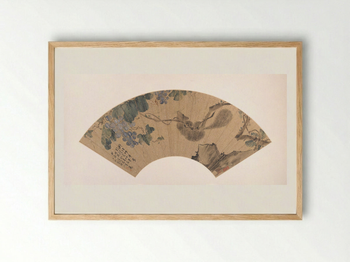 Squirrel and Grape - Liu Deliu - Framed Print Wood