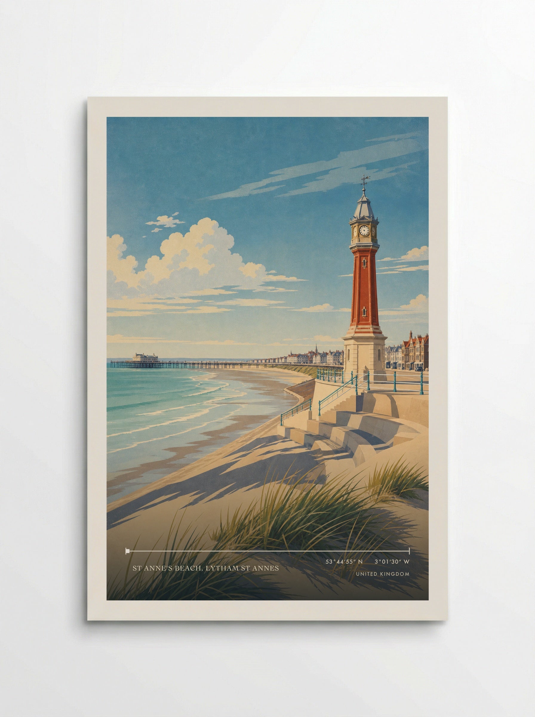 St Anne's Beach, Lytham St Annes United Kingdom Travel Poster - Poster