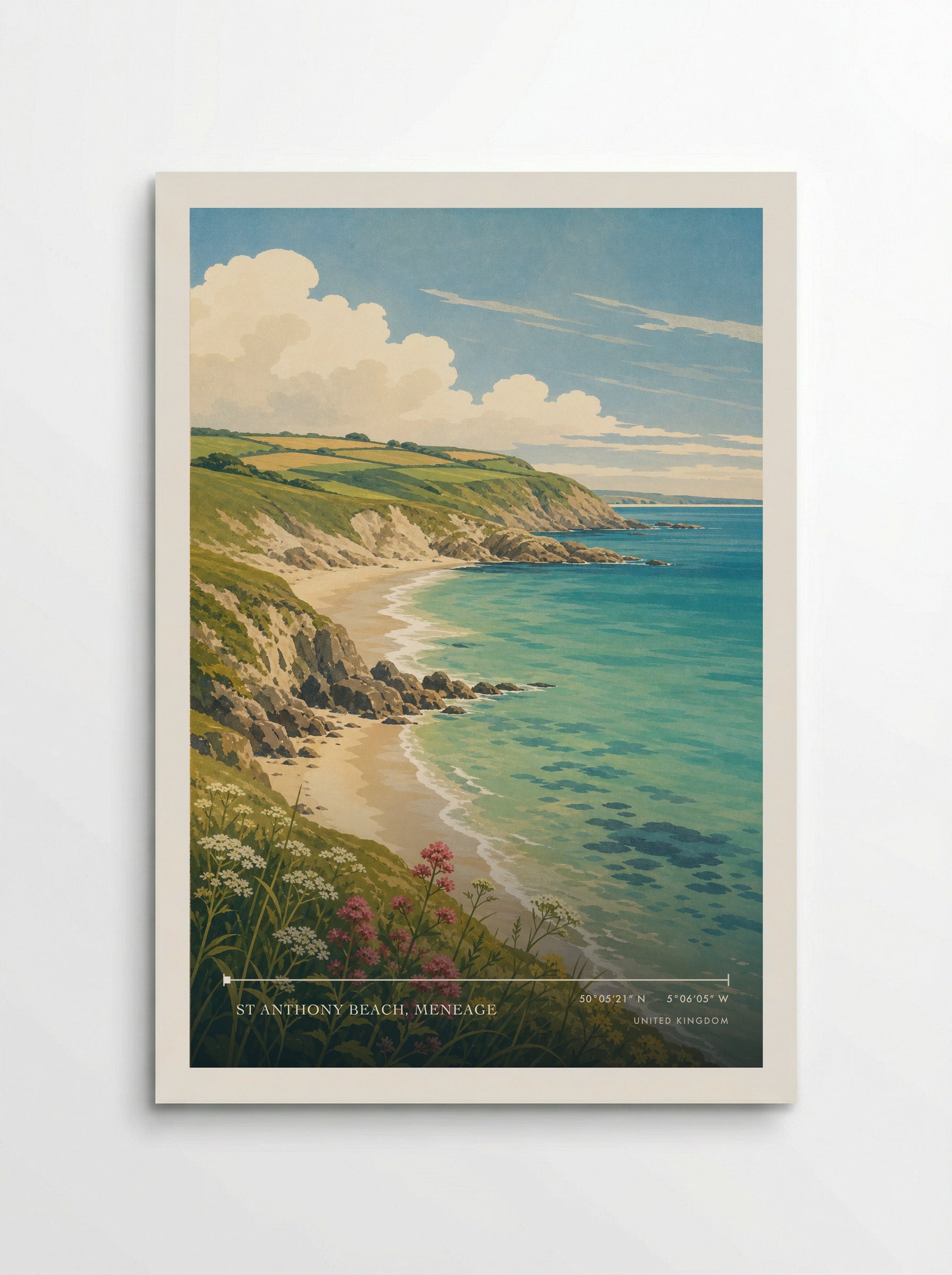 St Anthony Beach United Kingdom Travel Poster - Poster