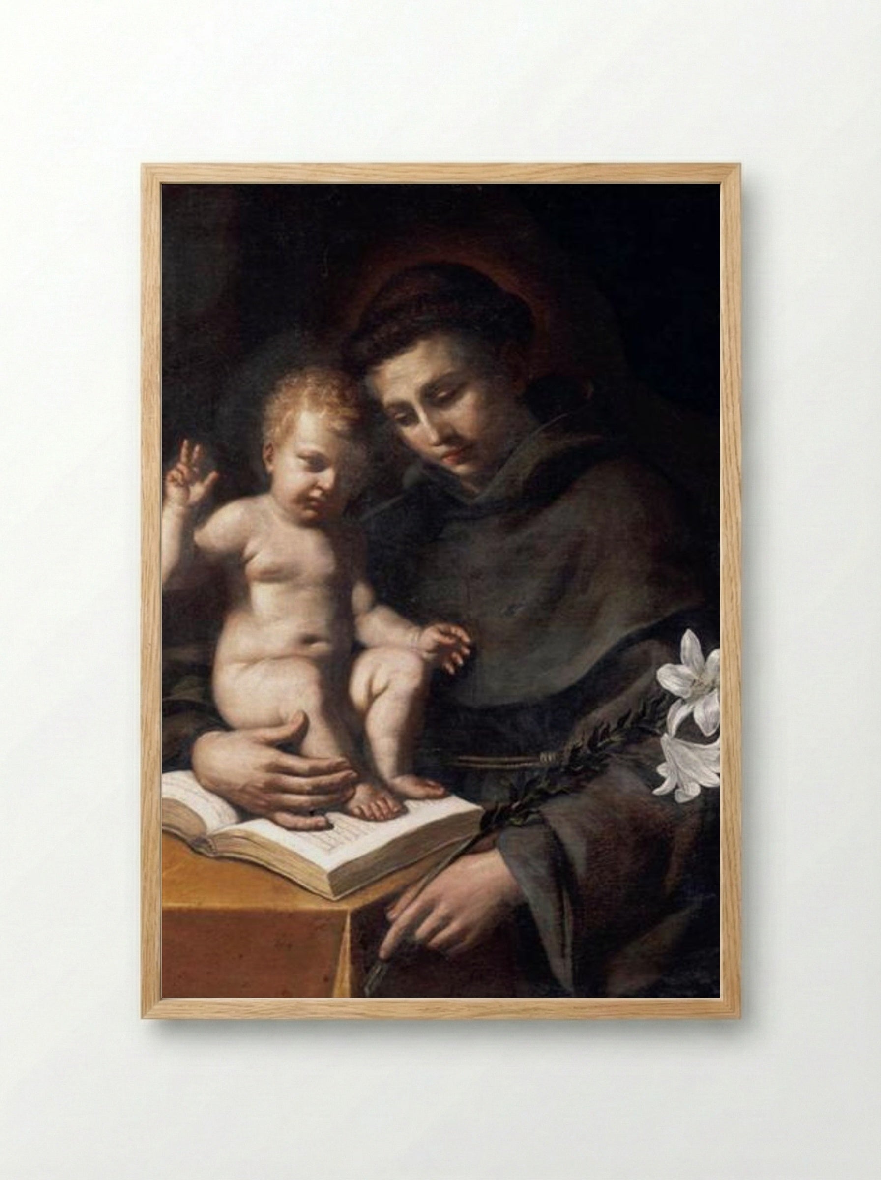 St Anthony of Padua with the Infant Christ - Guercino - Framed Print Wood