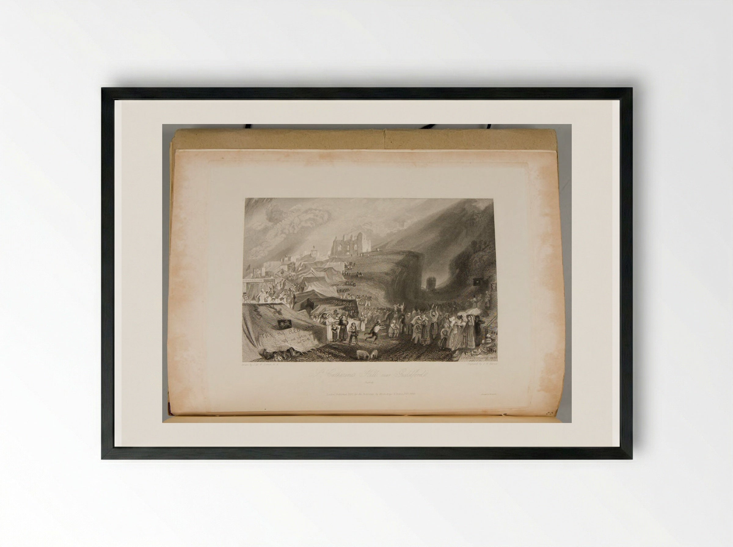 St Catherine's Hill, near Guildford - J.M.W. Turner - Framed Print Black