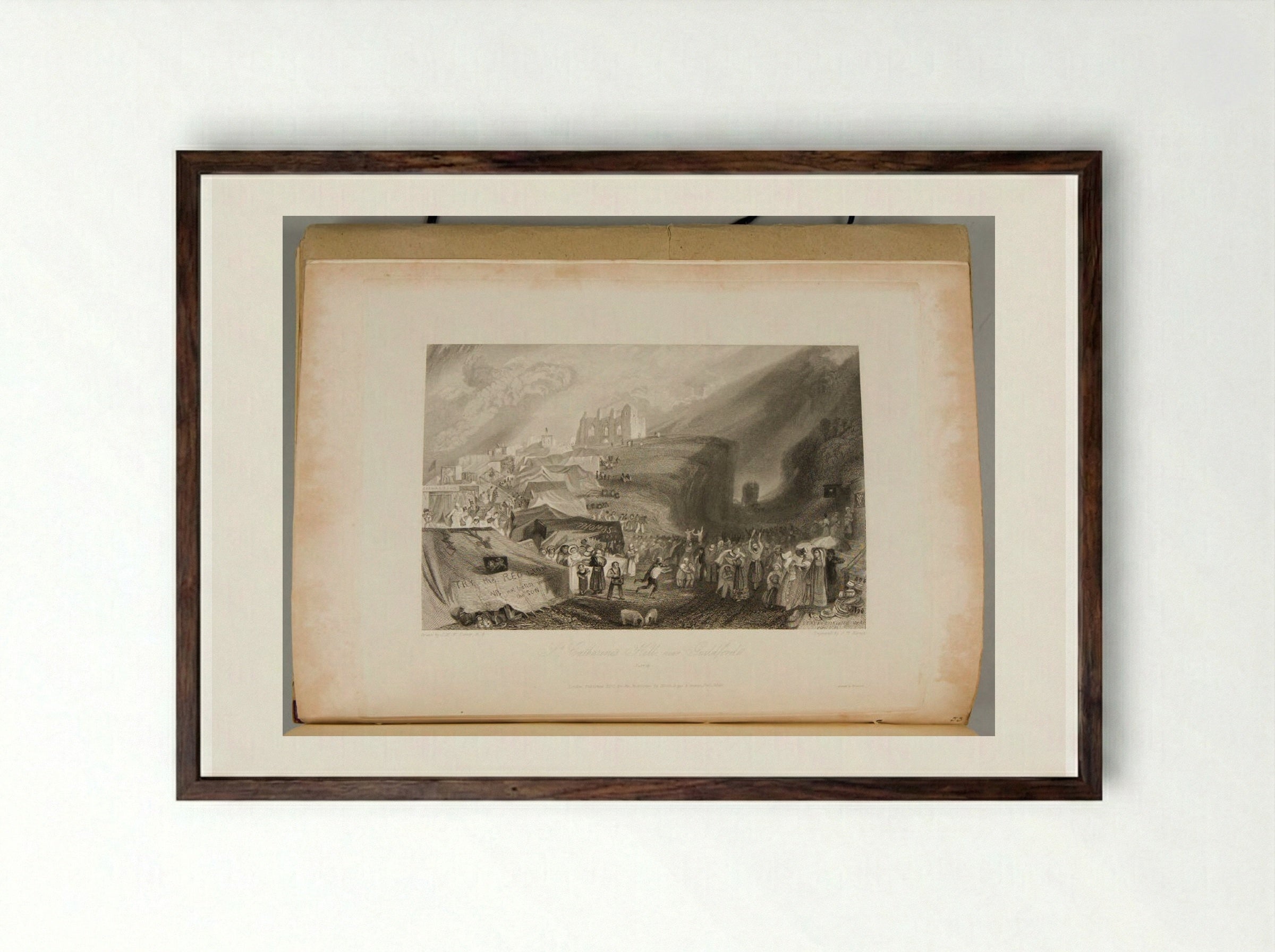 St Catherine's Hill, near Guildford - J.M.W. Turner - Framed Print Dark Wood