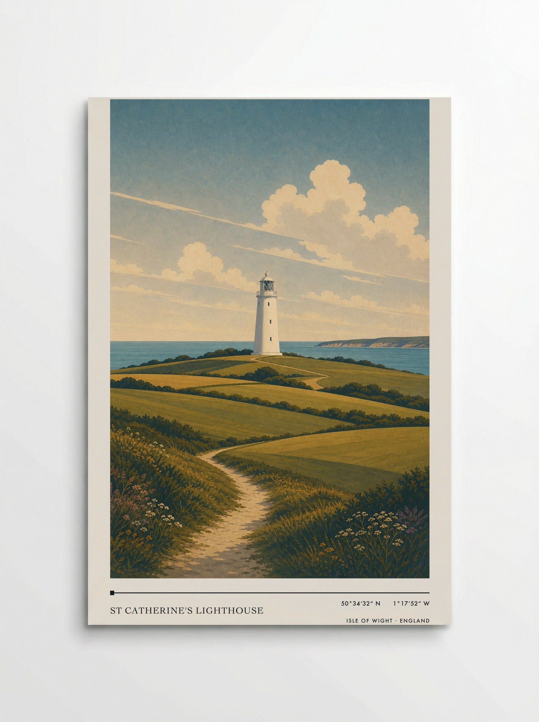 St Catherine's Lighthouse Isle of Wight England Travel Poster - Poster