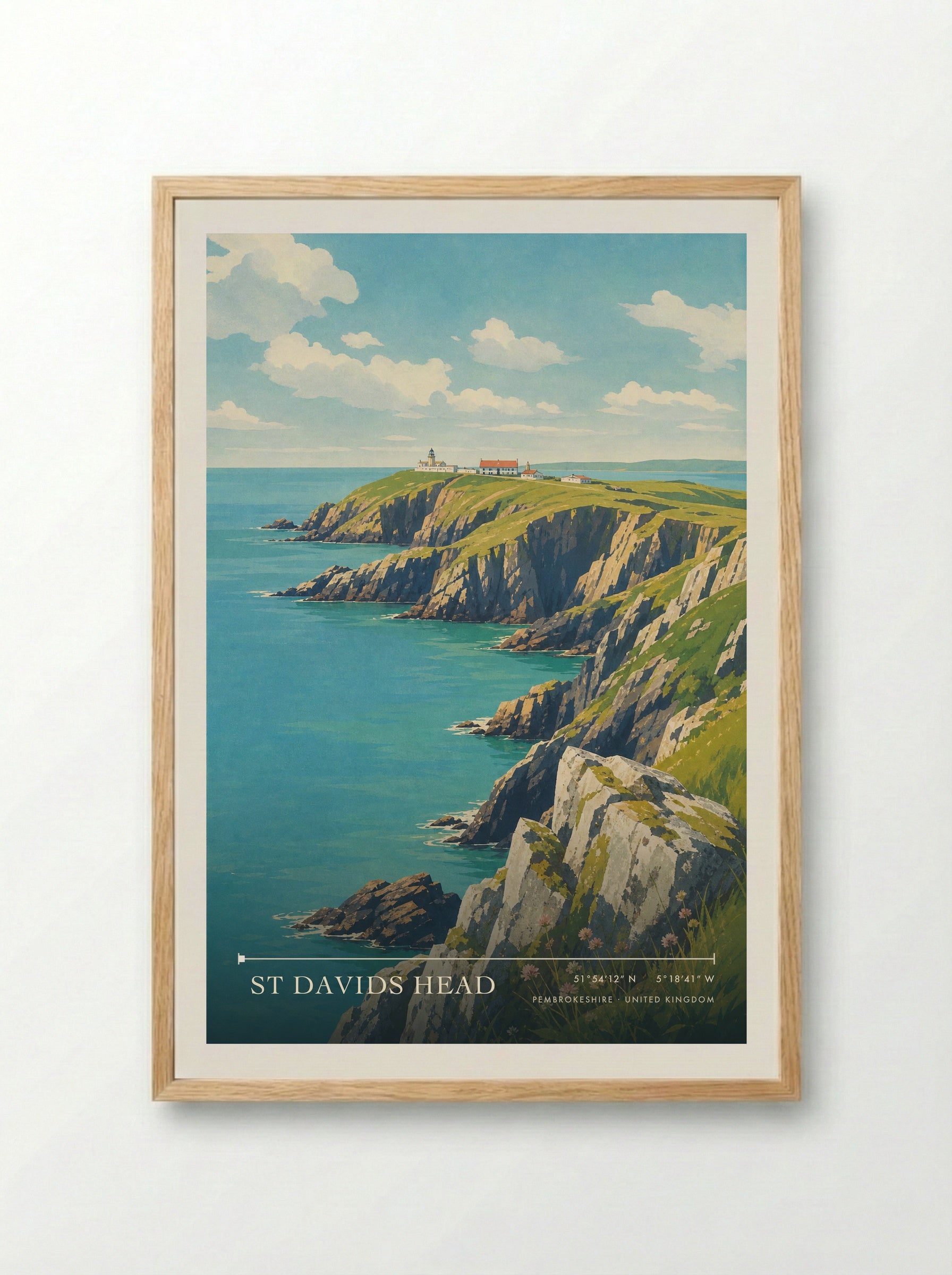St Davids Head Pembrokeshire United Kingdom Travel Poster - Framed Print Wood