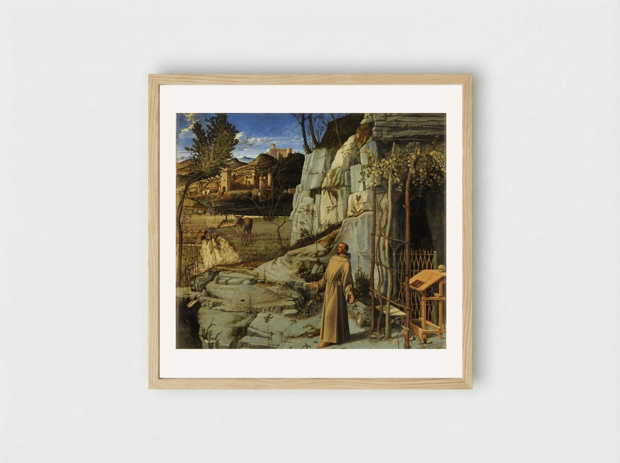 St Francis in Ecstasy - Giovanni Bellini - Framed Print Wood