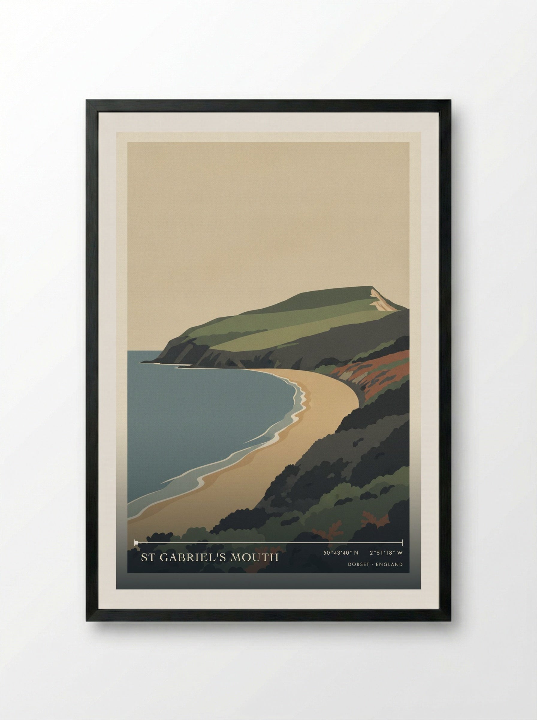 St Gabriel's Mouth Dorset England Travel Poster - Framed Print Black