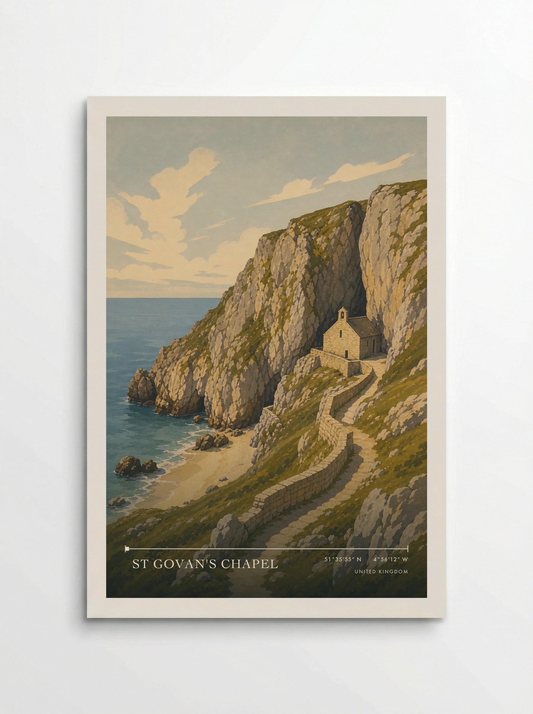 St Govan's Chapel United Kingdom Travel Poster - Poster